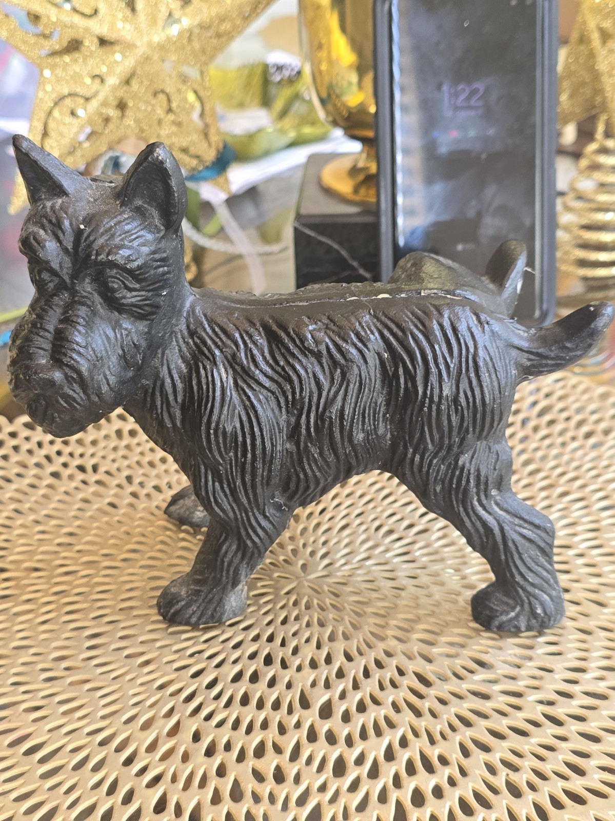 VTG Cast Iron Dog Scottish Terrier Old Styled Heavy Door Stop Sculpture Wt 4lbs VTG Cast Iron Dog Scottish Terrier Old Styled Heavy Door Stop Sculpture Wt 4lbs