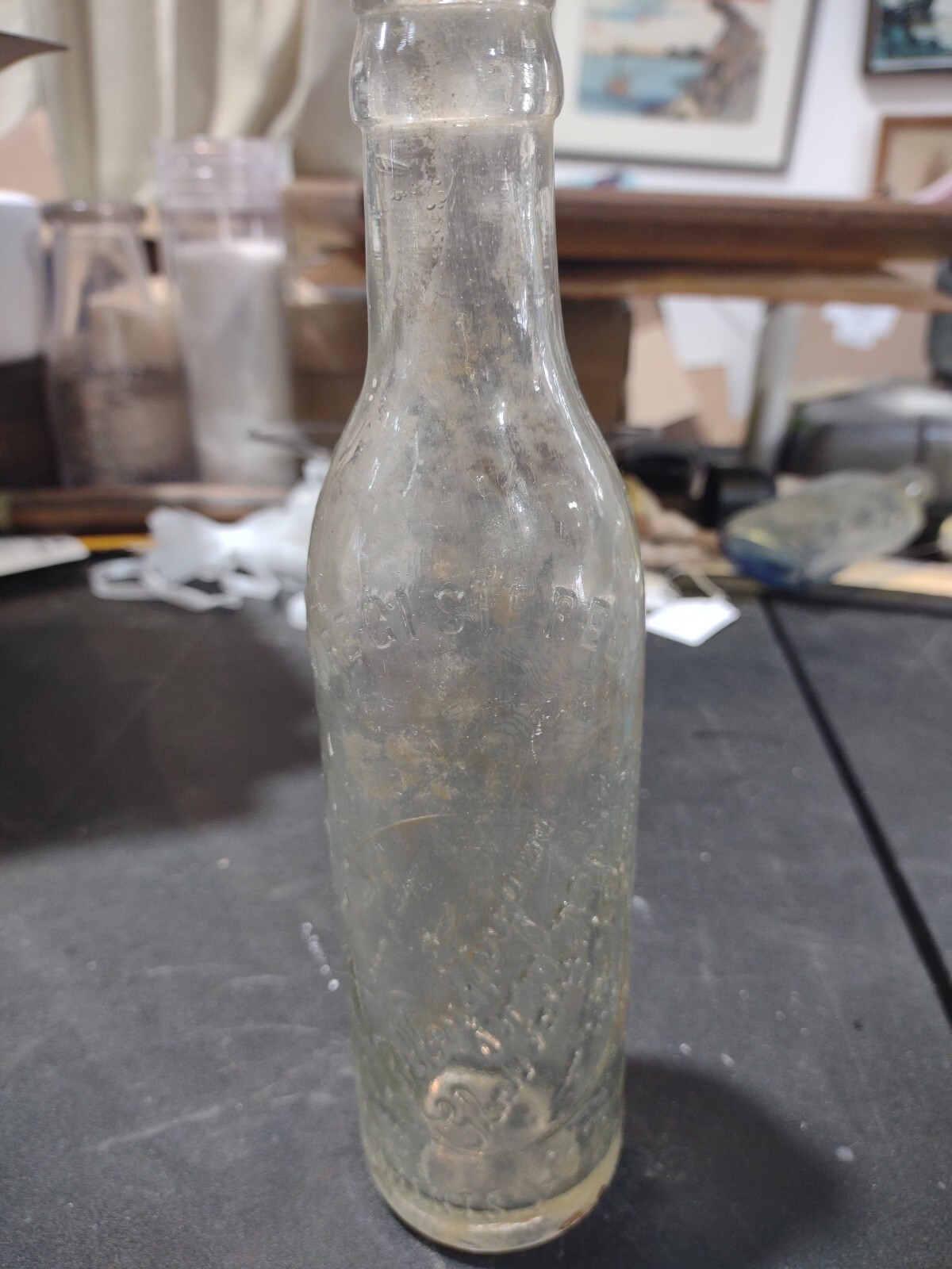 ANTIQUE Bibbey & Ferguson GLENS FALLS NY BOTTLE Clear EMBOSSED GLASS BLOB RARE ANTIQUE Bibbey & Ferguson GLENS FALLS NY BOTTLE Clear EMBOSSED GLASS BLOB RARE