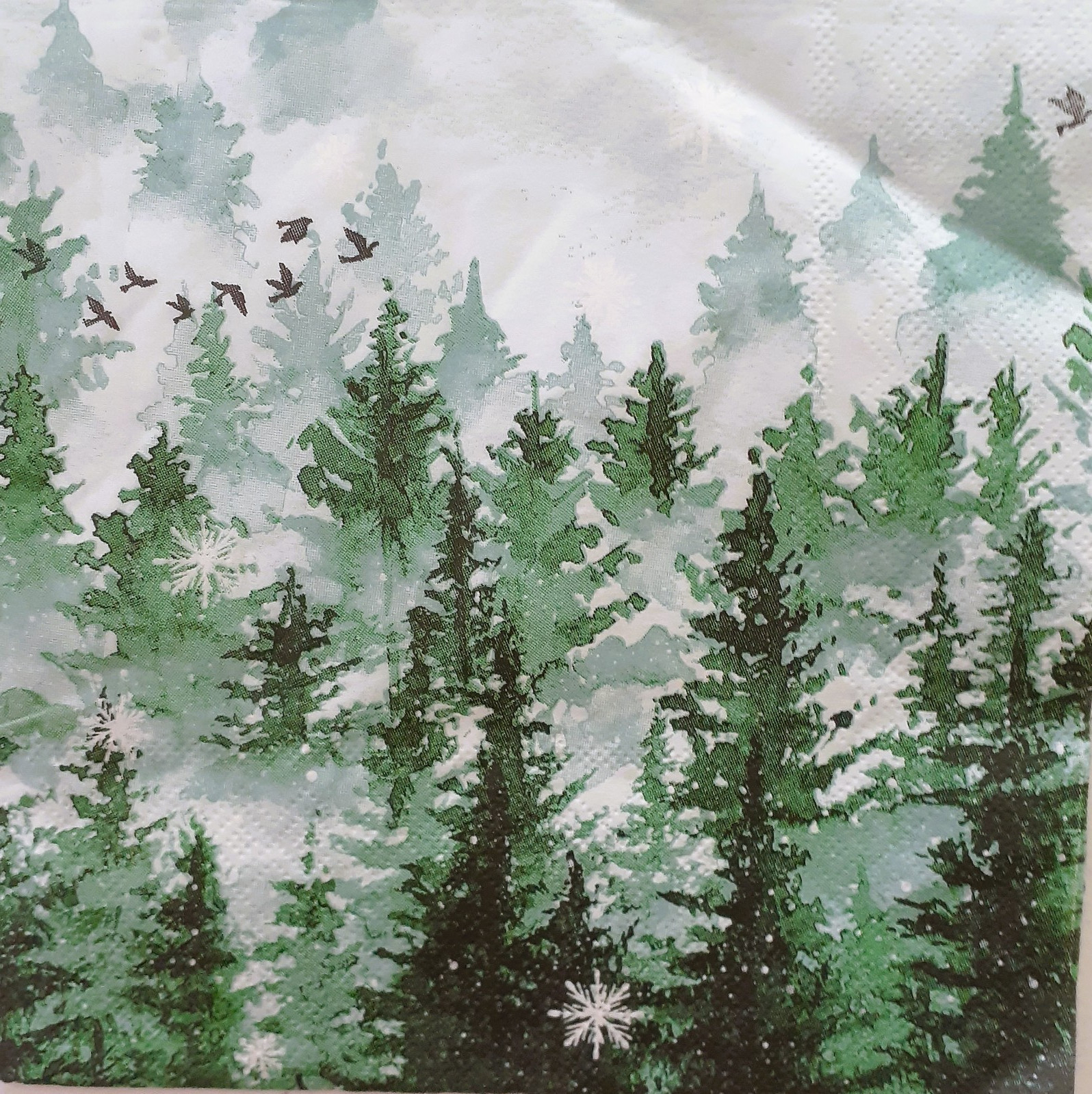 2 individual Paper Decoupage NAPKINS -BACKGROUND FOGGY WOODS GREEN TREES 2 individual Paper Decoupage NAPKINS -BACKGROUND FOGGY WOODS GREEN TREES