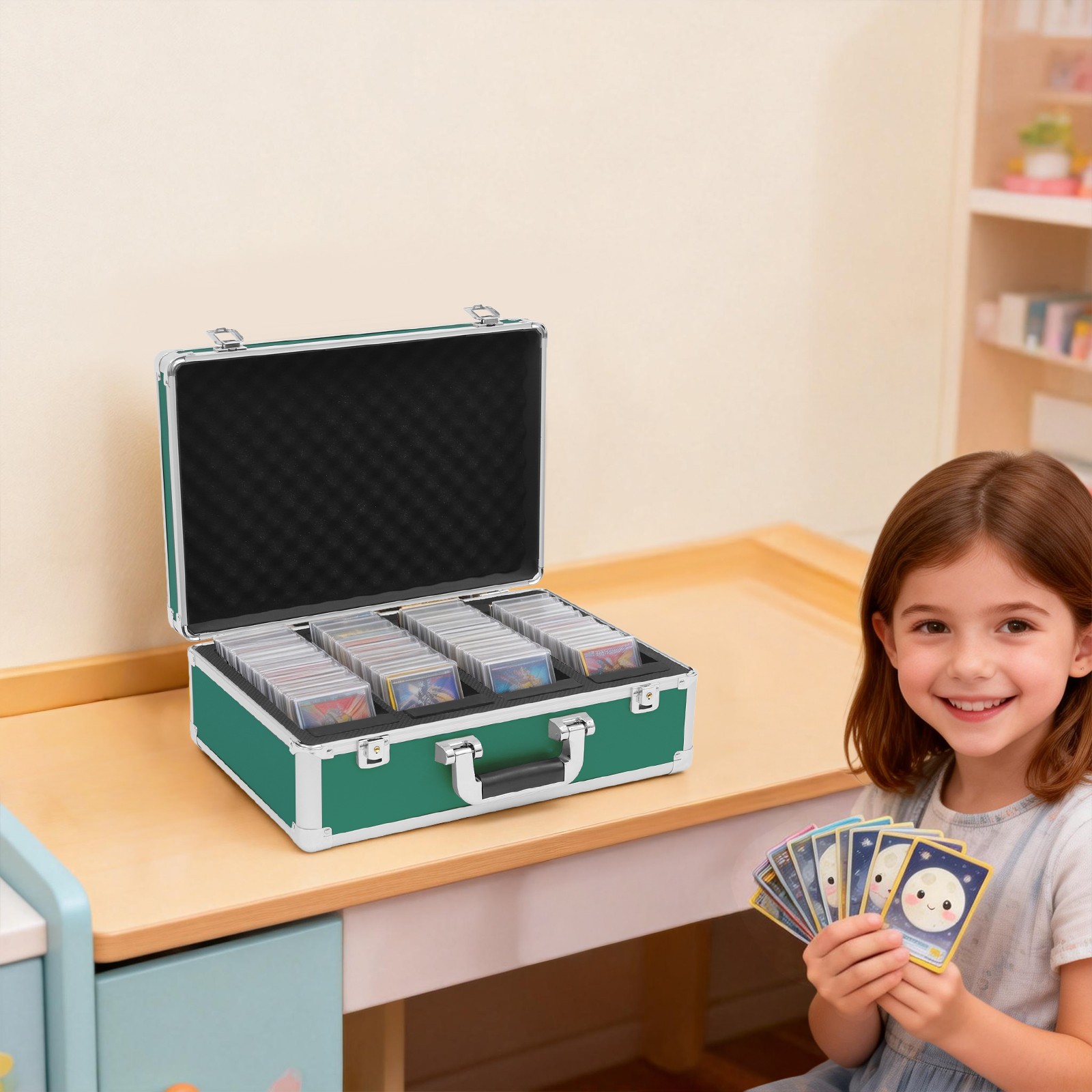 Card Storage Box Card Display Case 4 Row Card Holder Box With 8 Dividers W/key Card Storage Box Card Display Case 4 Row Card Holder Box With 8 Dividers W/key