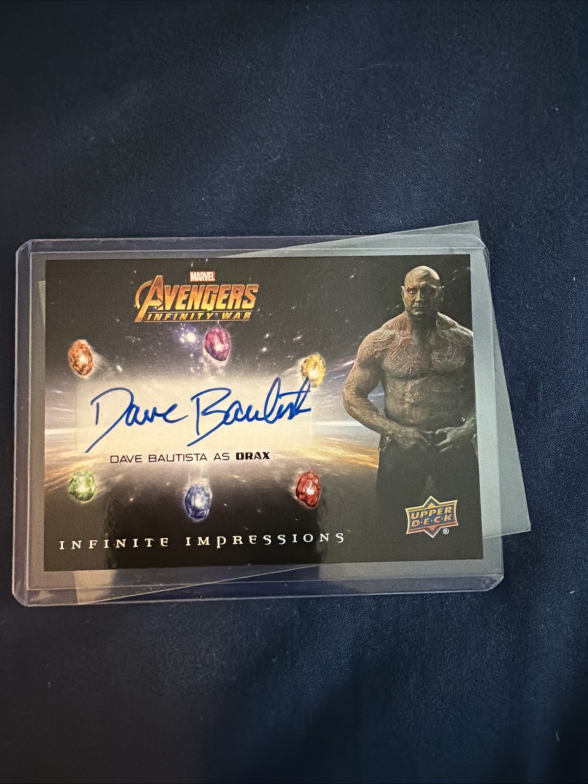 2018 UD Upper deck Dave Batista Signed Avengers Infinity War Card Auto Autograph
