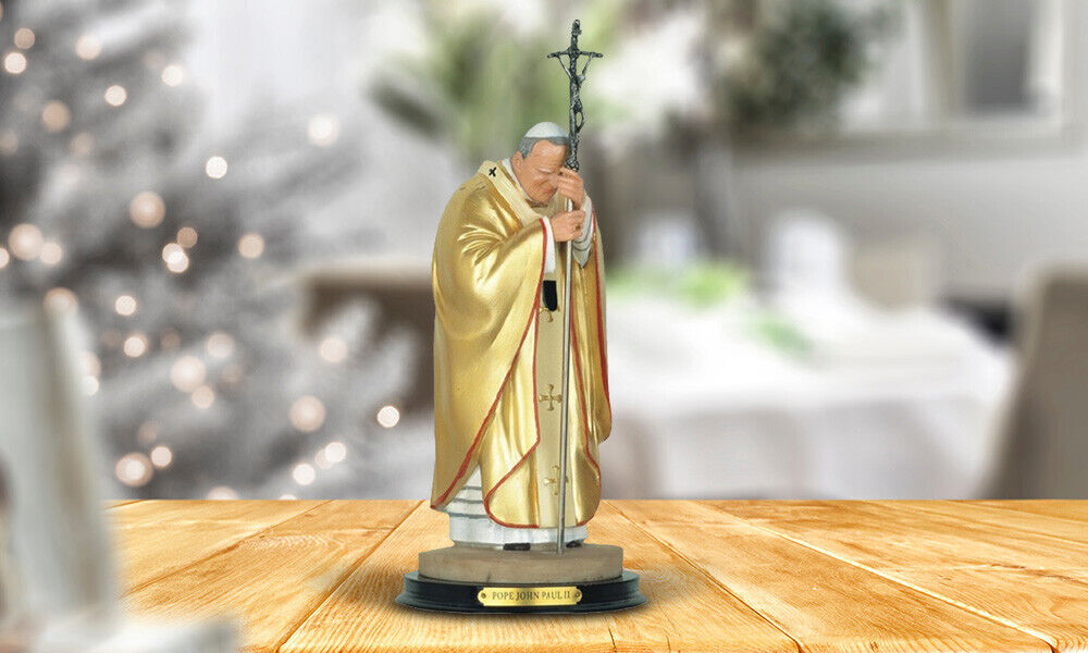Pope John Paul II Wearing Gold Robe Statue 12\
