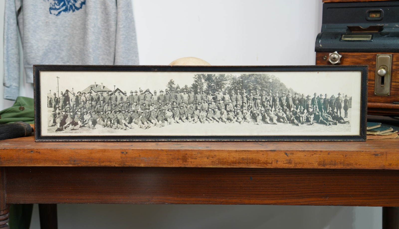Antique WWII Camp Wheeler Boot camp Military Photograph 1940s Wood Frame Vintage Antique WWII Camp Wheeler Boot camp Military Photograph 1940s Wood Frame Vintage