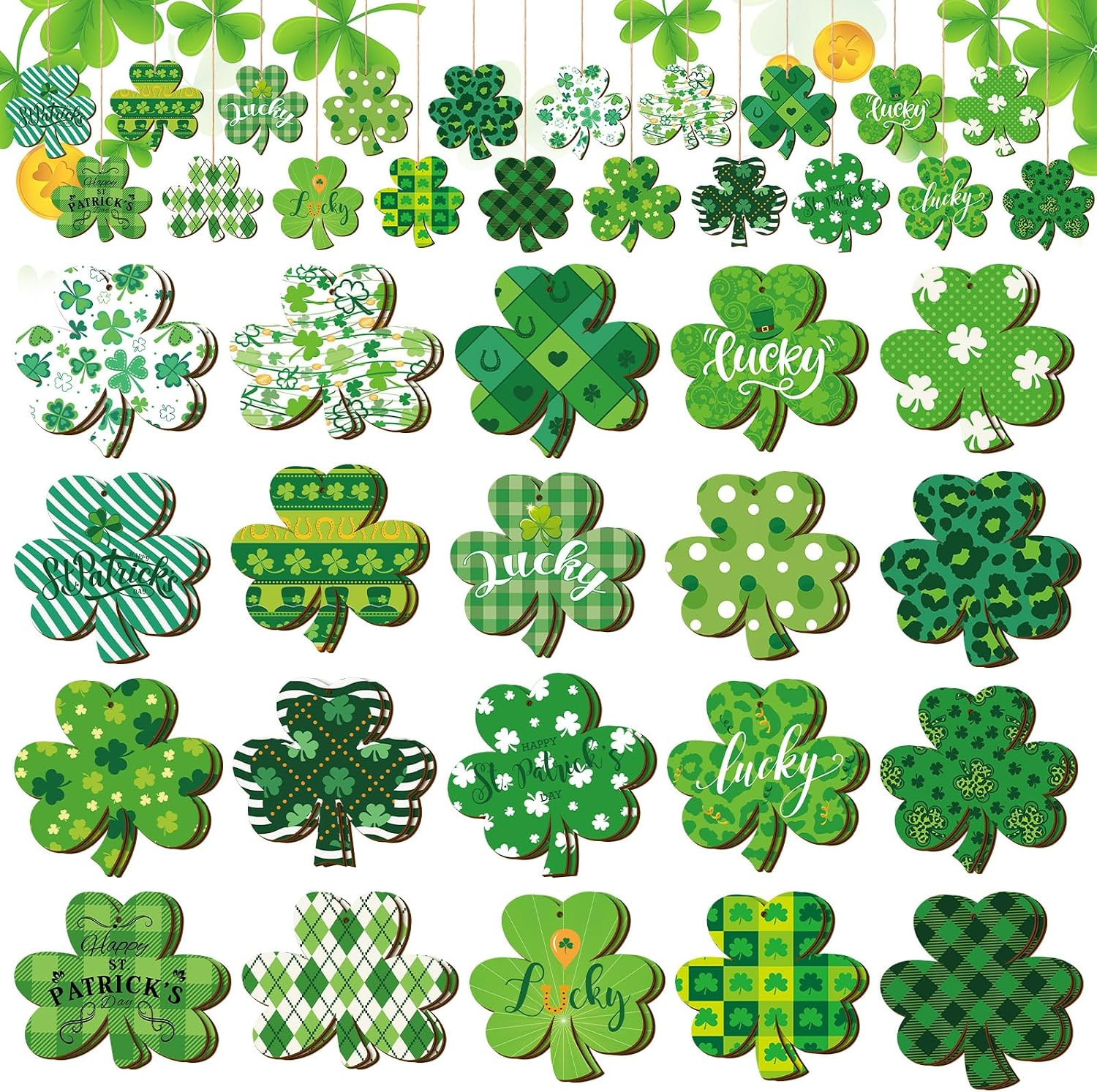 40 Pcs St. Patrick'S Day Ornaments Irish Shamrock Wooden Ornaments Green St 40 Pcs St. Patrick'S Day Ornaments Irish Shamrock Wooden Ornaments Green St