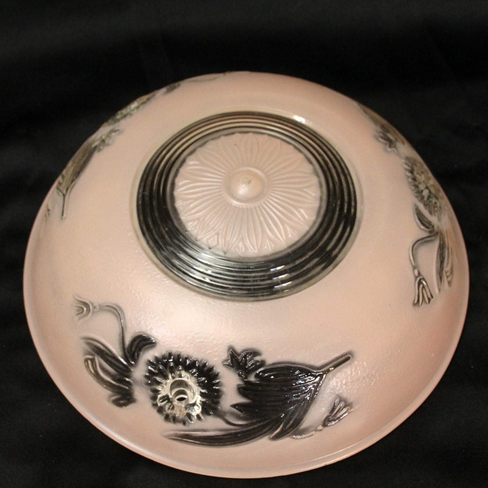 Vintage 10" Pink Glass Art Deco Ceiling Light Fixture Antique Cover 3-Hole Vintage 10" Pink Glass Art Deco Ceiling Light Fixture Antique Cover 3-Hole