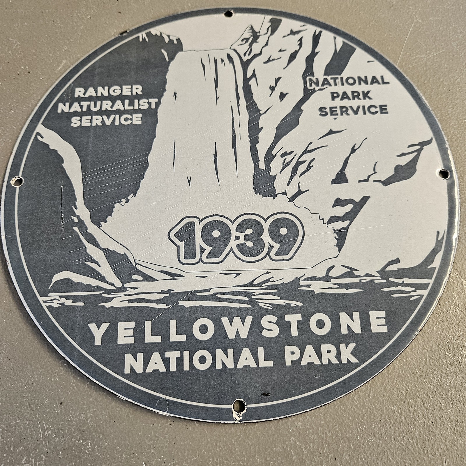 VINTAGE 1939 YELLOWSTONE NATIONAL PARK 12" PORCELAIN SIGN RANGER NATURALIST NPS VINTAGE 1939 YELLOWSTONE NATIONAL PARK 12" PORCELAIN SIGN RANGER NATURALIST NPS
