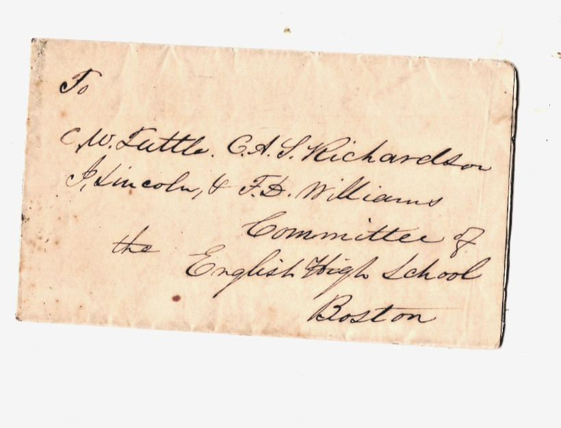 ABBOTT LAWRENCE,PHILANTROPIST, 1844 LETTER PRAISING BOSTON ENGLISH HIGH SCHOOL