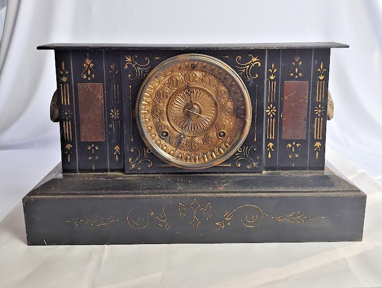 Antique Ansonia Mantel Clock Rams Head Handles & Gilt Accents w/Key Parts Only Antique Ansonia Mantel Clock Rams Head Handles & Gilt Accents w/Key Parts Only