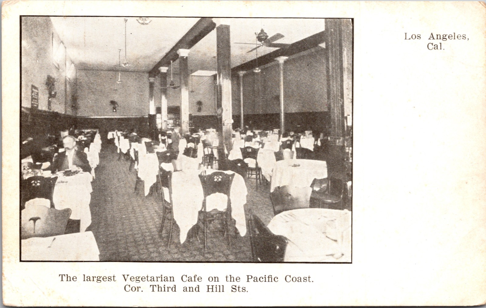 Antique Postcard Largest Vegetarian Café on the Pacific Coast Los Angeles, Calif