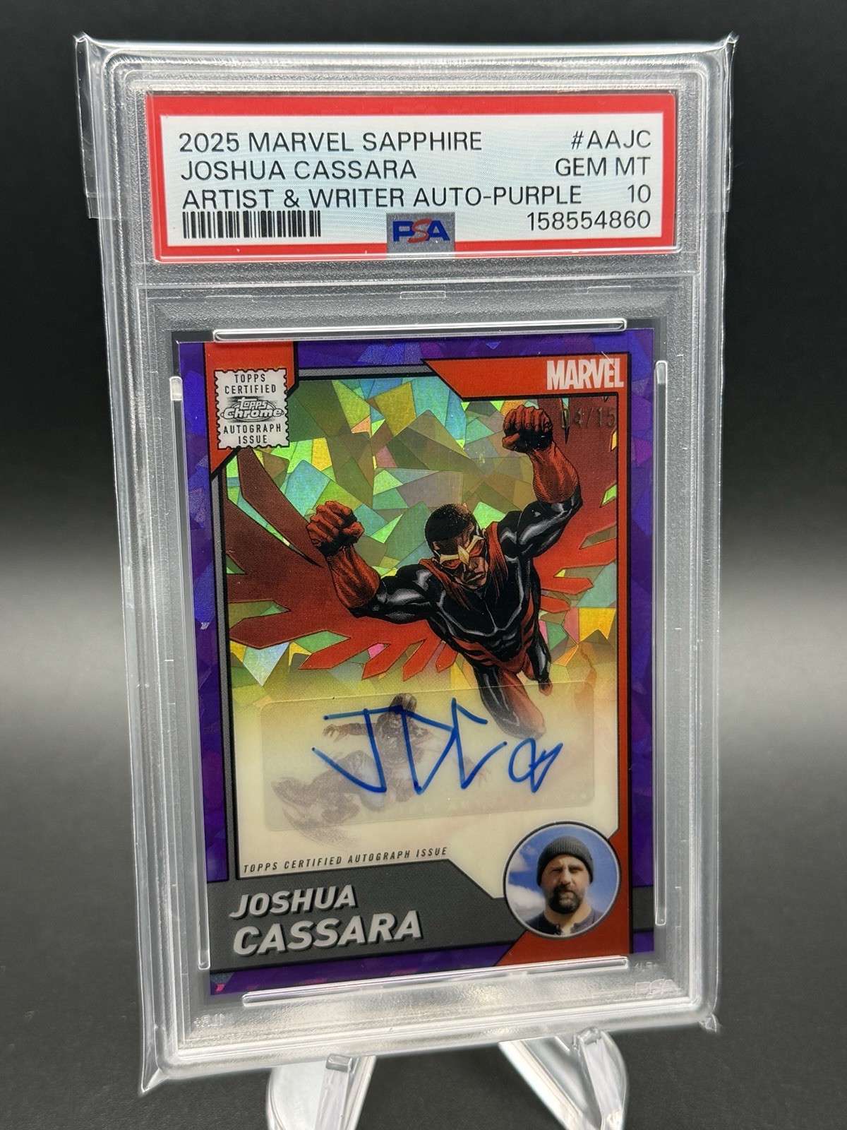2025 Topps Marvel Sapphire Joshua Cassara Auto Falcon Purple /15 PSA 10 Gem 2025 Topps Marvel Sapphire Joshua Cassara Auto Falcon Purple /15 PSA 10 Gem