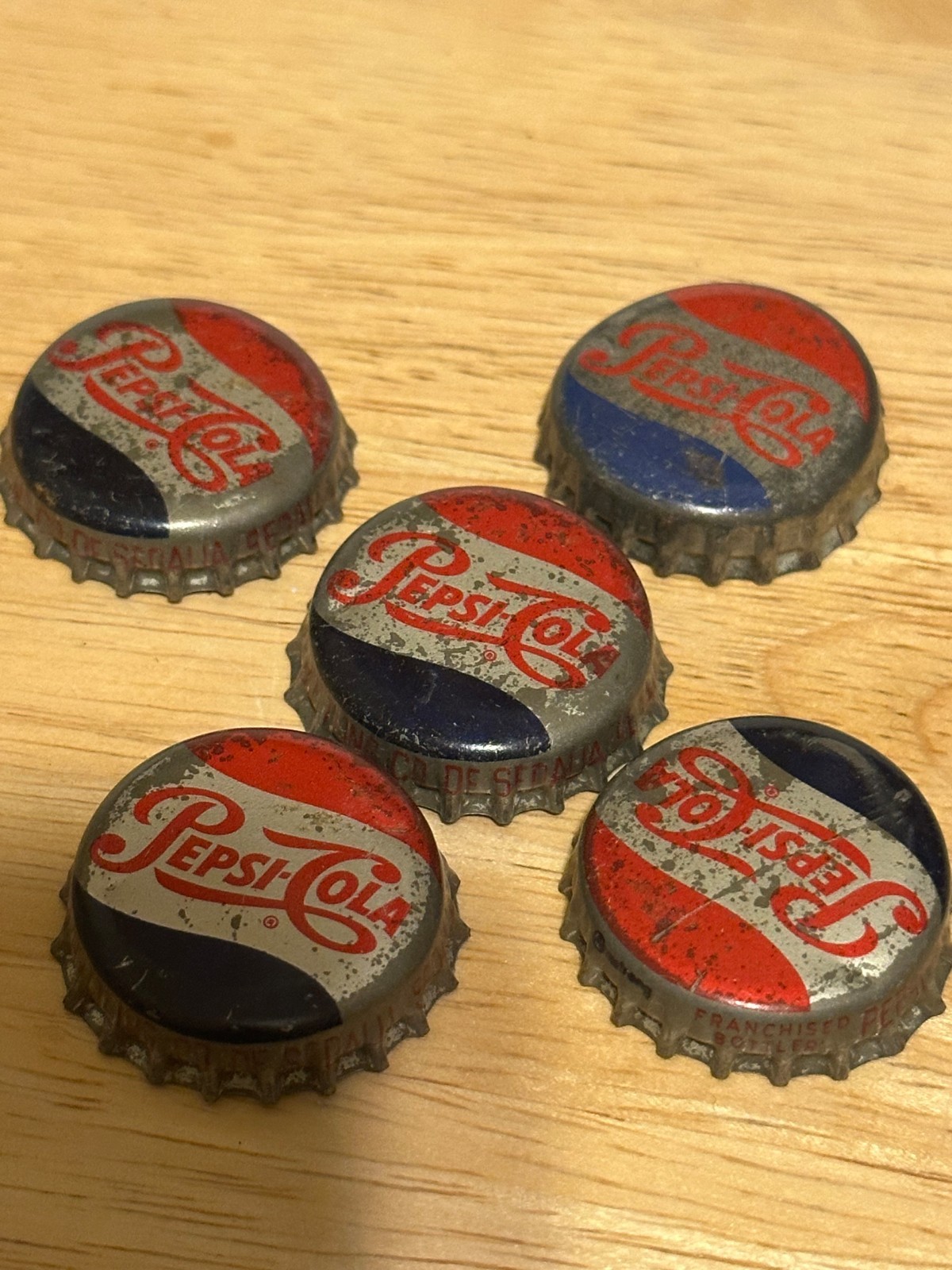 5 Vintage Pepsi Cola Soda Bottle Caps Original Cork Lined 5 Vintage Pepsi Cola Soda Bottle Caps Original Cork Lined