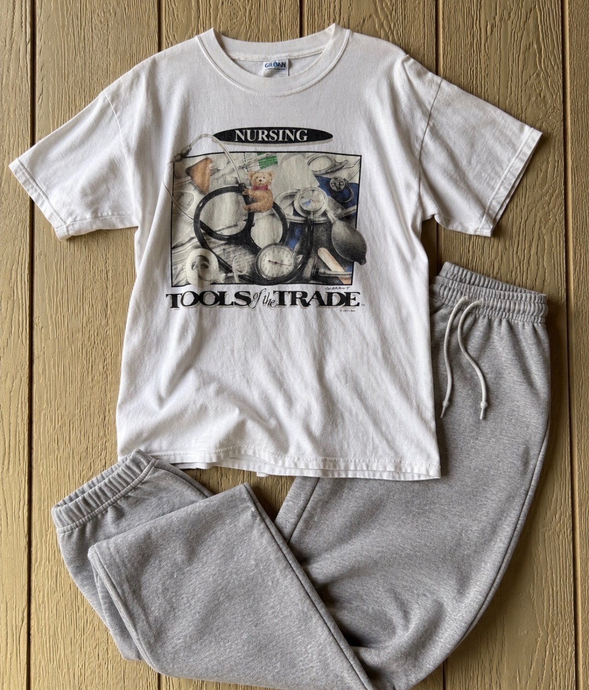 Vintage 1997 Nursing “Tools of the Trade” Graphic T-Shirt Gildan Vintage 1997 Nursing “Tools of the Trade” Graphic T-Shirt Gildan