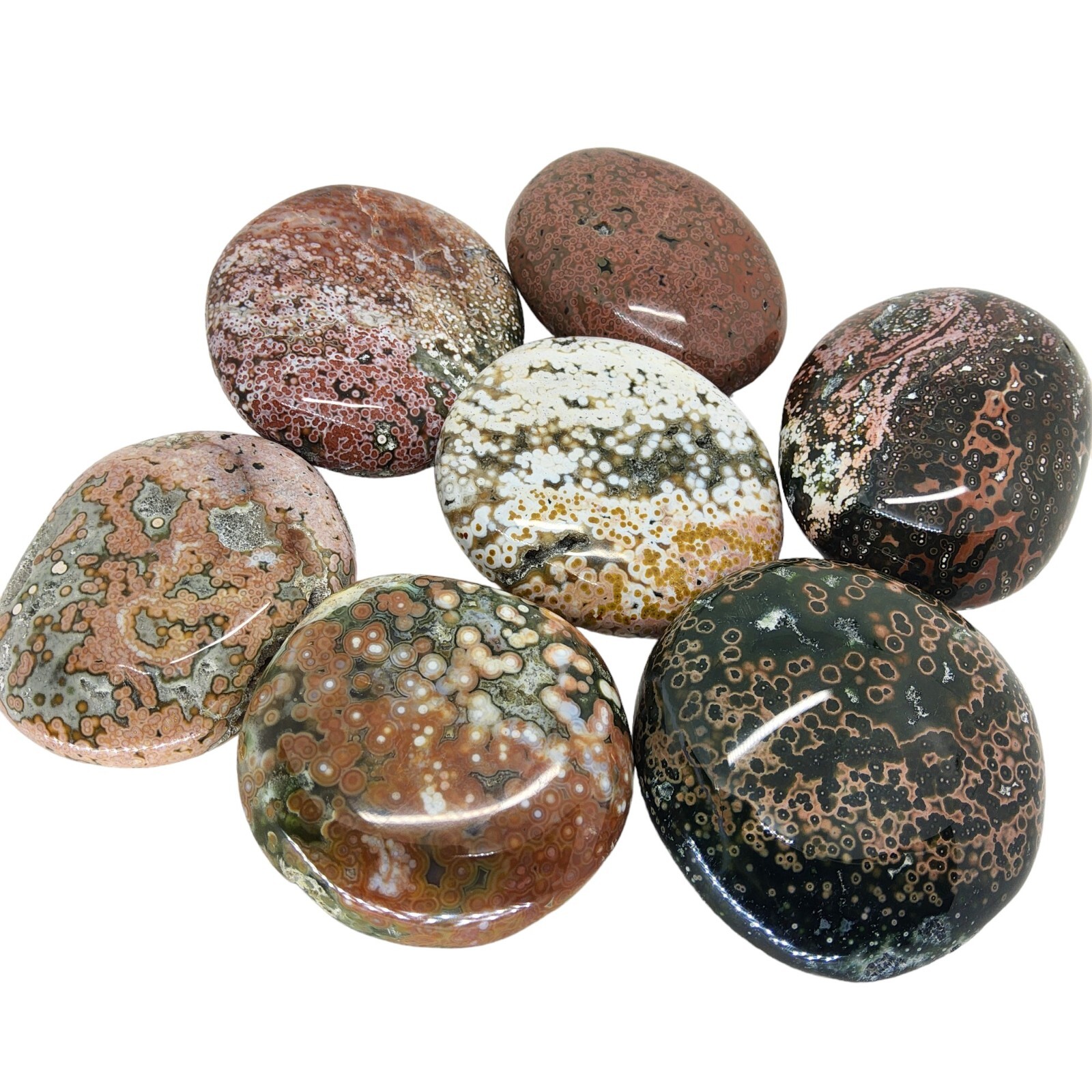 Ocean Jasper palm stones, lot, large, AAA, display specimen, #R-6184 Ocean Jasper palm stones, lot, large, AAA, display specimen, #R-6184