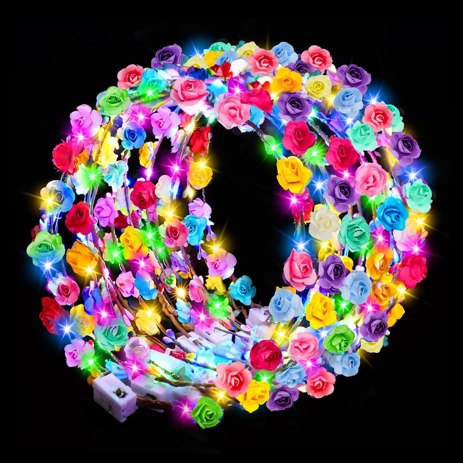 24 PCS LED Flower Crowns Headbands, Light Up Flower Crowns for Women & Girls, Gl 24 PCS LED Flower Crowns Headbands, Light Up Flower Crowns for Women & Girls, Gl