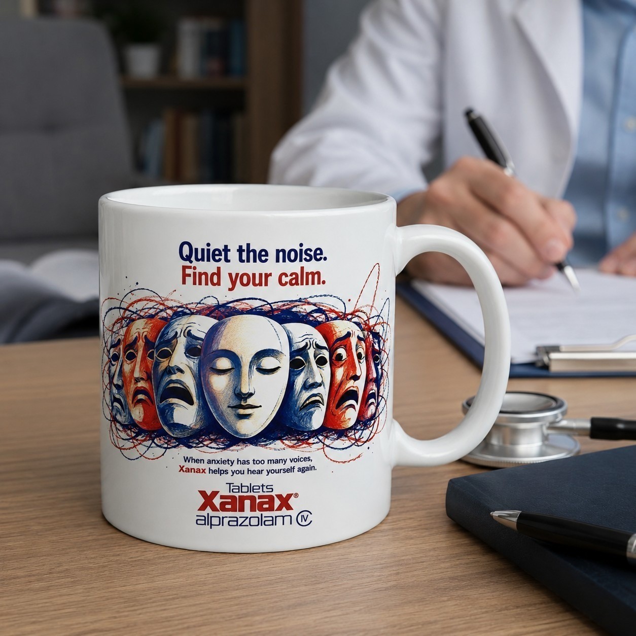 Novelty Xanax Alprazolam 11oz Coffee Mug - "Quiet The Noise" Pharmacy Graphic Novelty Xanax Alprazolam 11oz Coffee Mug - "Quiet The Noise" Pharmacy Graphic