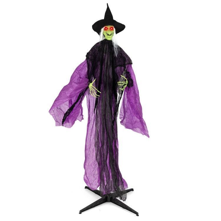 7.2 ft Spooky Halloween Witch Animated Life Size Light Up Eyes Moving Arms Decor 7.2 ft Spooky Halloween Witch Animated Life Size Light Up Eyes Moving Arms Decor