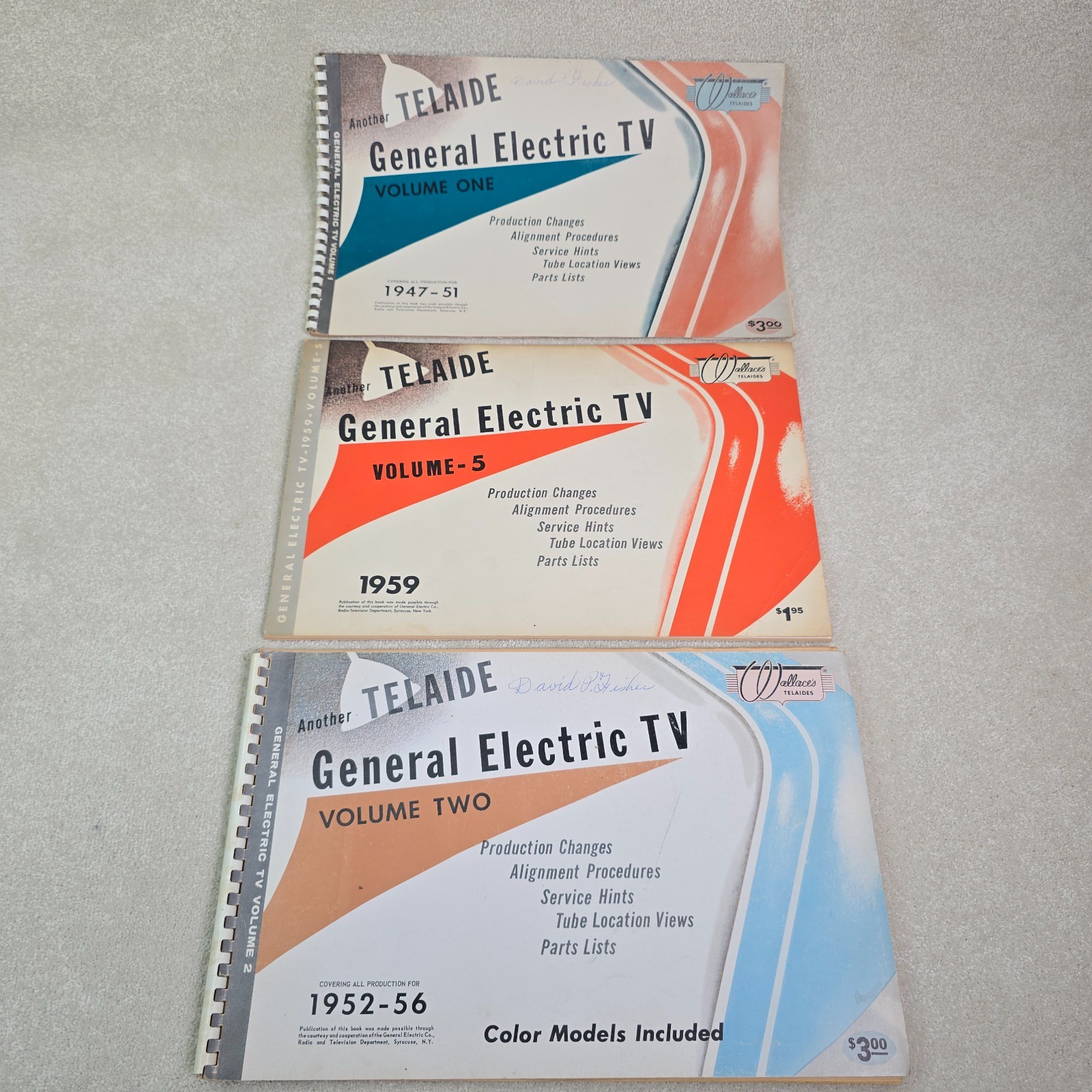 Wallaces Telaide GE TV Service Manual Lot Vol 1 1947-51 Vol 2 1952-56 1959 Vol 5 Wallaces Telaide GE TV Service Manual Lot Vol 1 1947-51 Vol 2 1952-56 1959 Vol 5