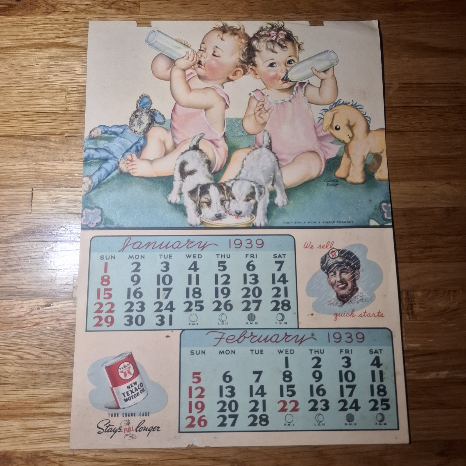 1930s Texaco Motor oil Advertising Calendar 1930s Texaco Motor oil Advertising Calendar