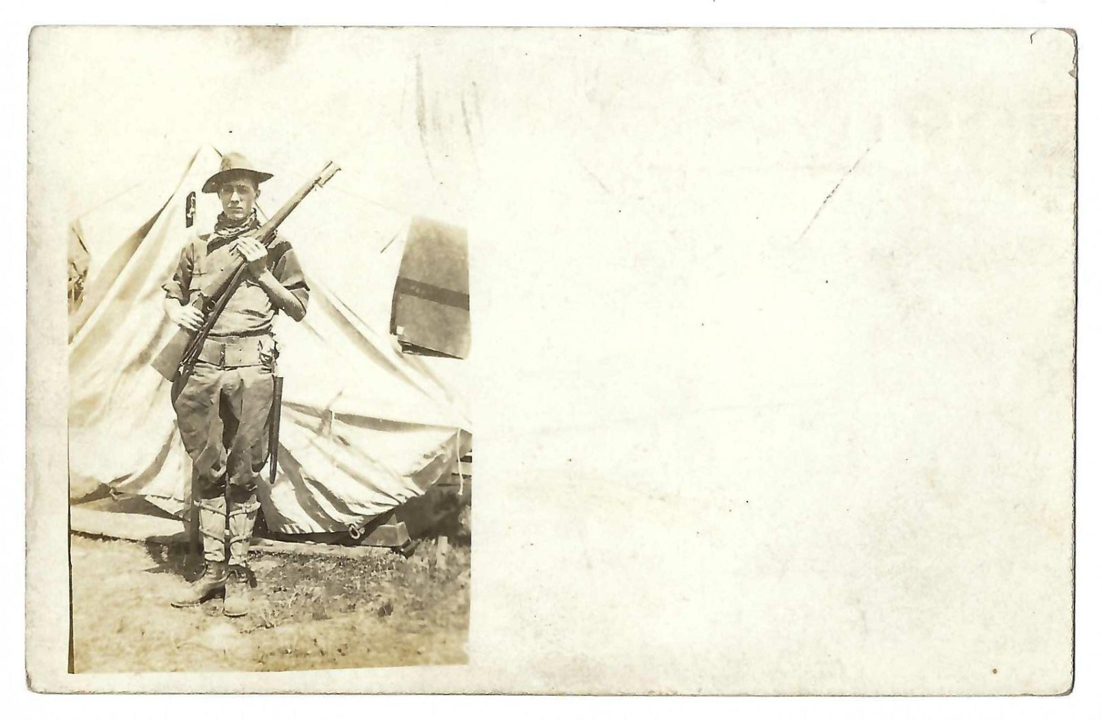 RPPC WWI Soldier Tent Rifle PA National Guard Co B 10th Reg Indiana Co PA Photo RPPC WWI Soldier Tent Rifle PA National Guard Co B 10th Reg Indiana Co PA Photo