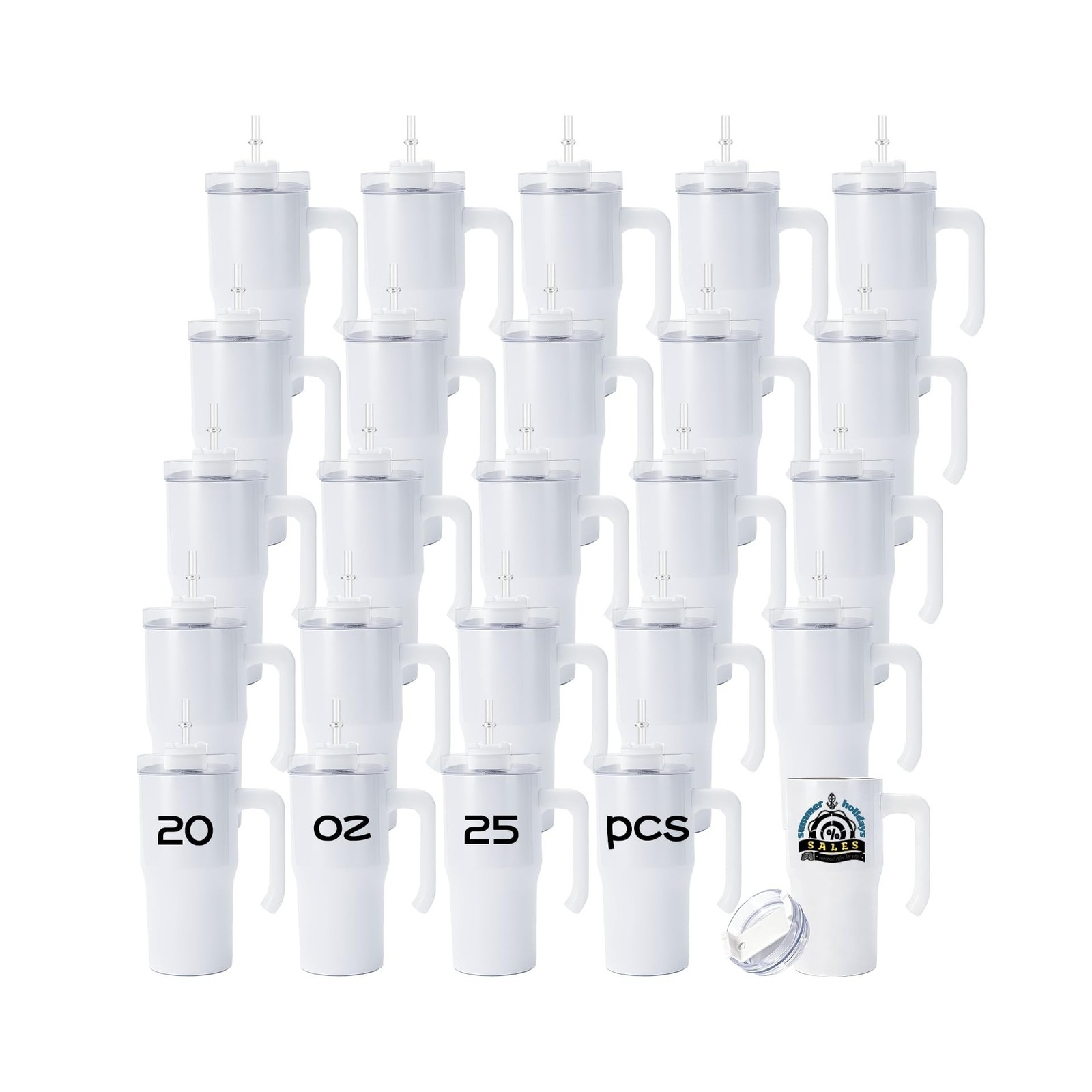 25 Pack 20 oz Sublimation Blank Tumbler with Handle and Straw Stainless Steel... 25 Pack 20 oz Sublimation Blank Tumbler with Handle and Straw Stainless Steel...