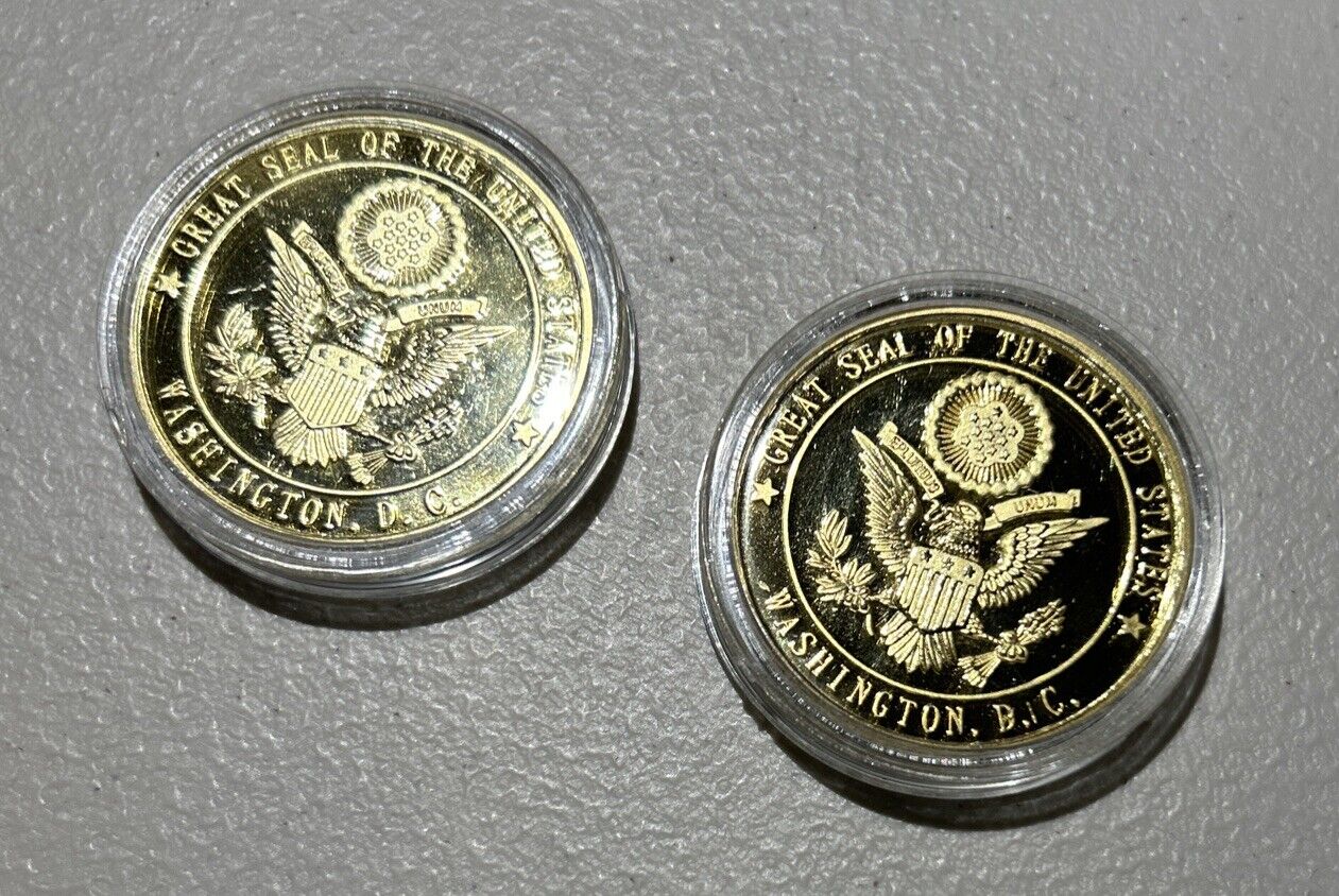 “Gold” Coin Commemorative Washington DC & Pentagon Encased Collectible-Lot of 2