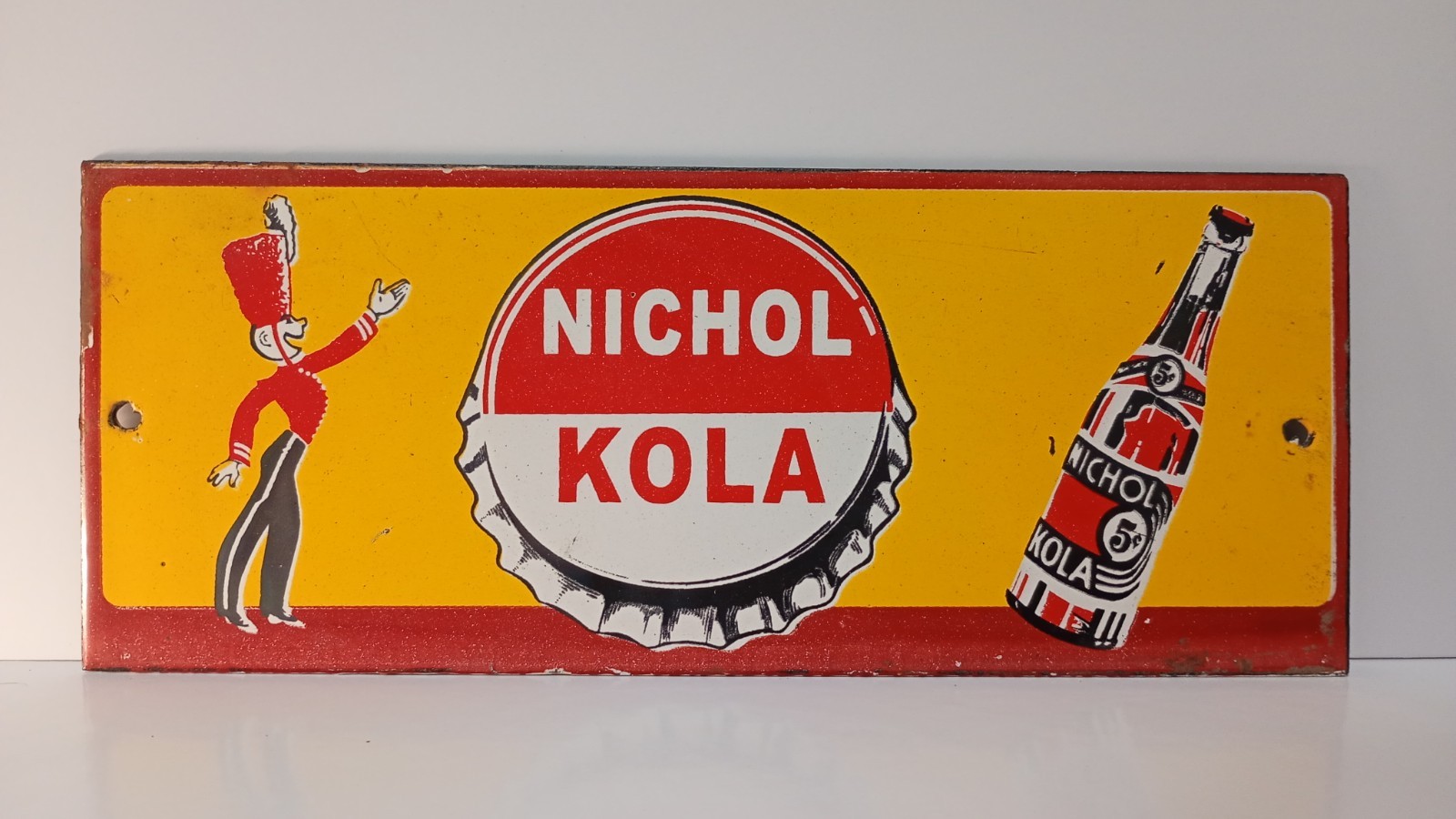 Vintage NICHOL COLA Soda Pop Porcelain Enamel Metal sign 10" X 4" Inch