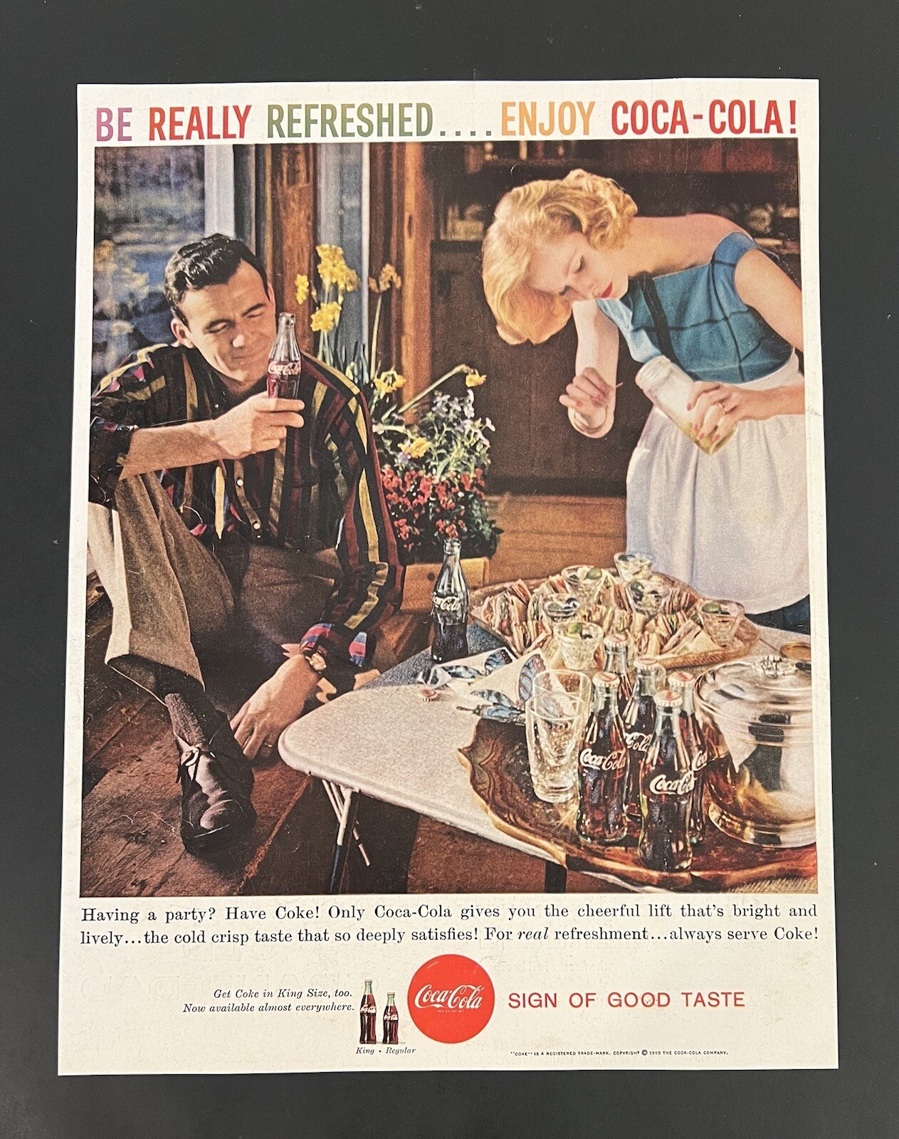 Coca-Cola 1959 Print Ad 10x13 Party Hostess Coke Bottles Mid Century Coca-Cola 1959 Print Ad 10x13 Party Hostess Coke Bottles Mid Century
