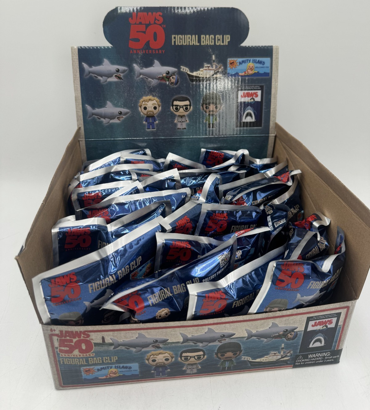 Jaws 50th Anniversary 3D Foam Figural Key Chain Clip Blind Bag BULK CASE X 24 Jaws 50th Anniversary 3D Foam Figural Key Chain Clip Blind Bag BULK CASE X 24