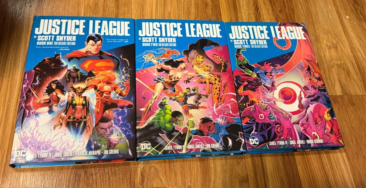 Justice League by Scott Snyder Deluxe Edition 3-HC Lot Vols. 1 2 3 Death Metal Justice League by Scott Snyder Deluxe Edition 3-HC Lot Vols. 1 2 3 Death Metal