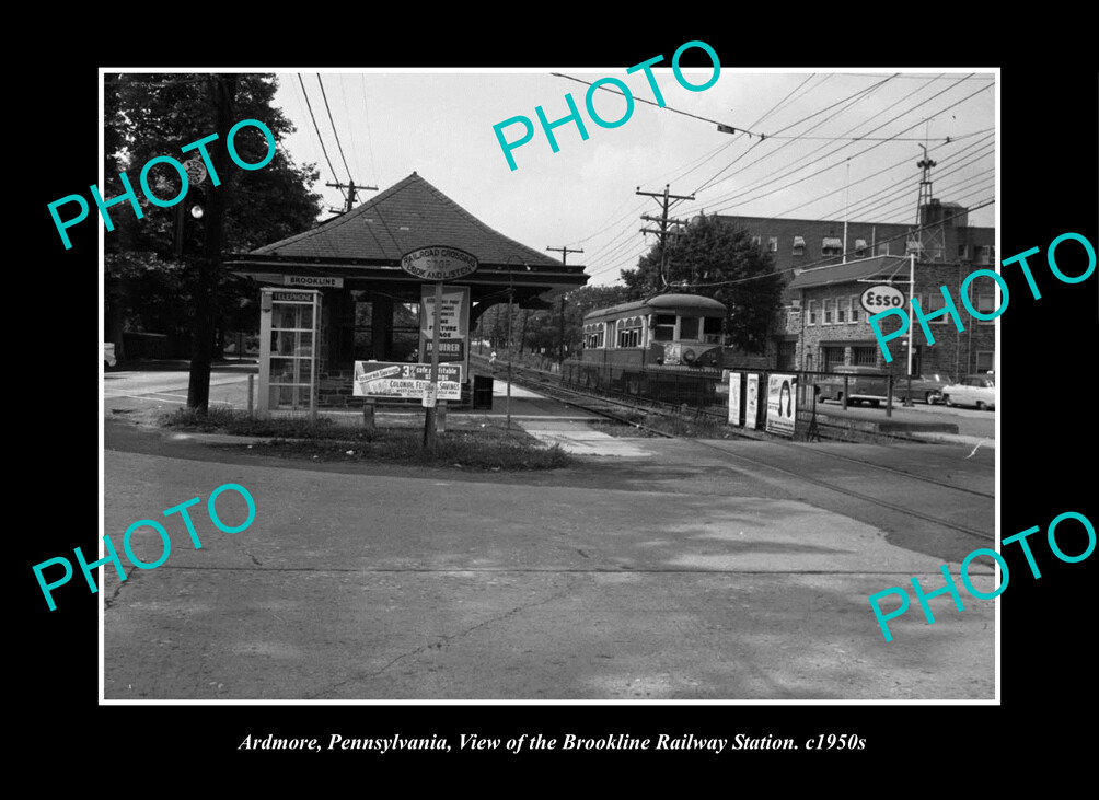 OLD LARGE HISTORIC PHOTO ARDMORE PENNSYLVANIA, BROOKLINE RAILWAY STATION c1950 OLD LARGE HISTORIC PHOTO ARDMORE PENNSYLVANIA, BROOKLINE RAILWAY STATION c1950
