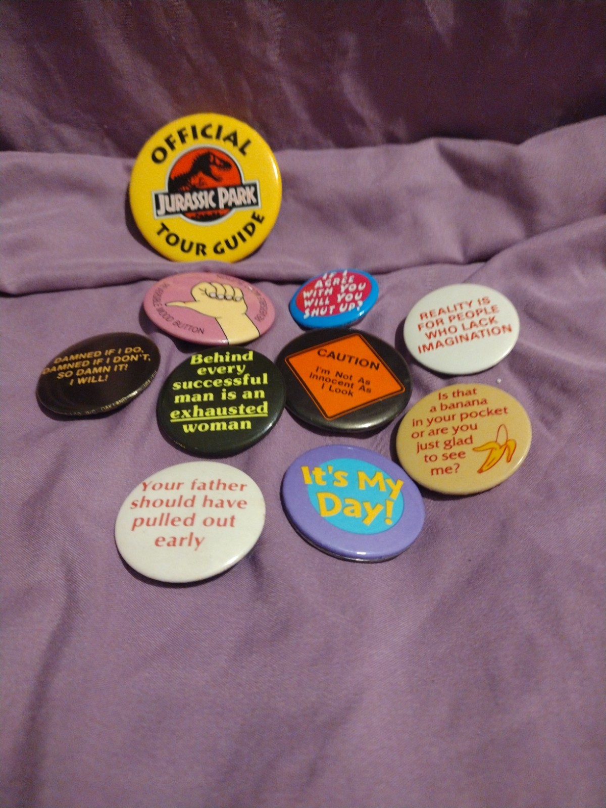 10 Vintage Pinback buttons - Sarcasm Quotes, Inappropriate, Sassy 70s/80s/90s
