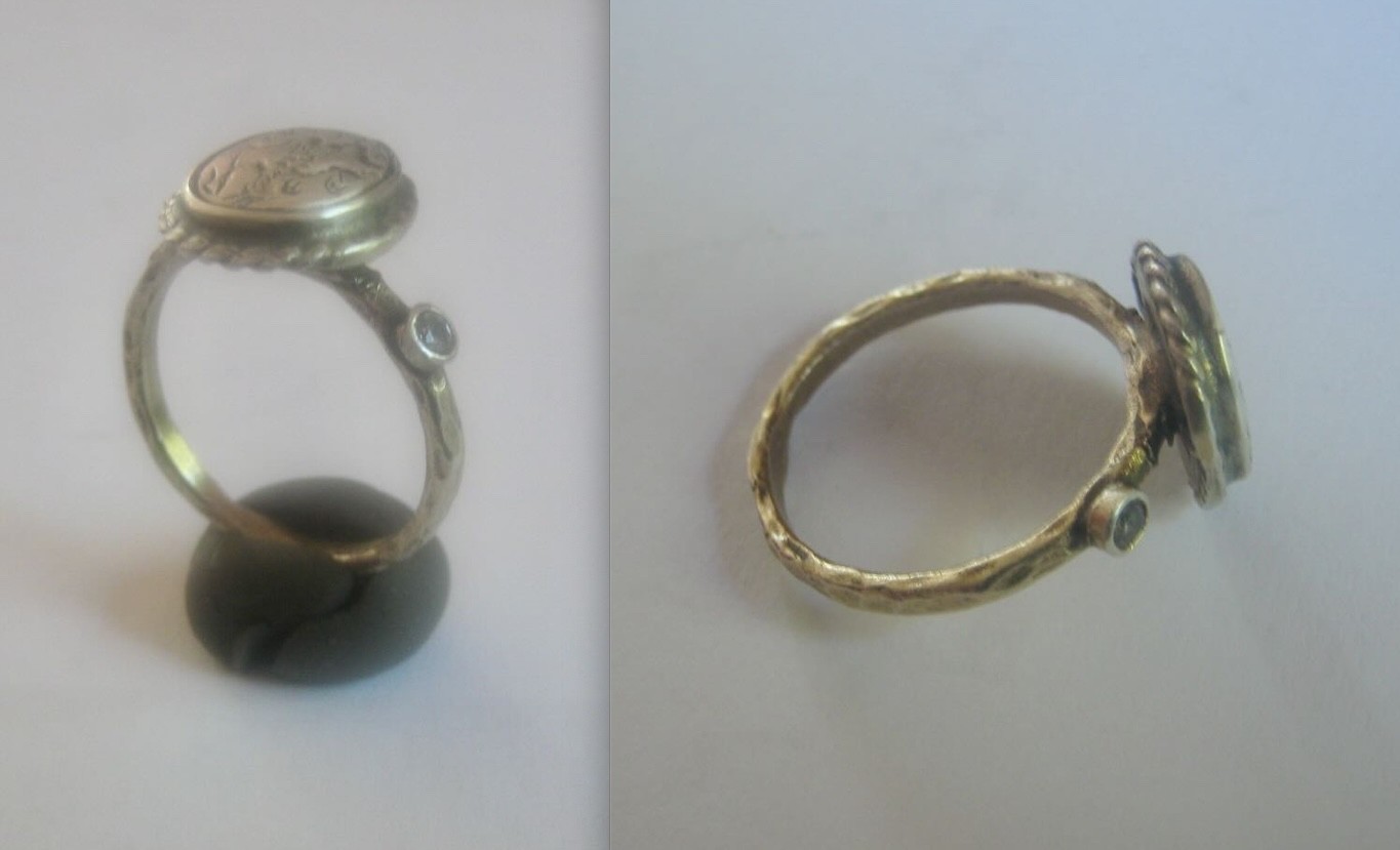 Authentic Antique 16/-17th Century Silver Signet Ring Gold Gilt Fine Artifact Authentic Antique 16/-17th Century Silver Signet Ring Gold Gilt Fine Artifact