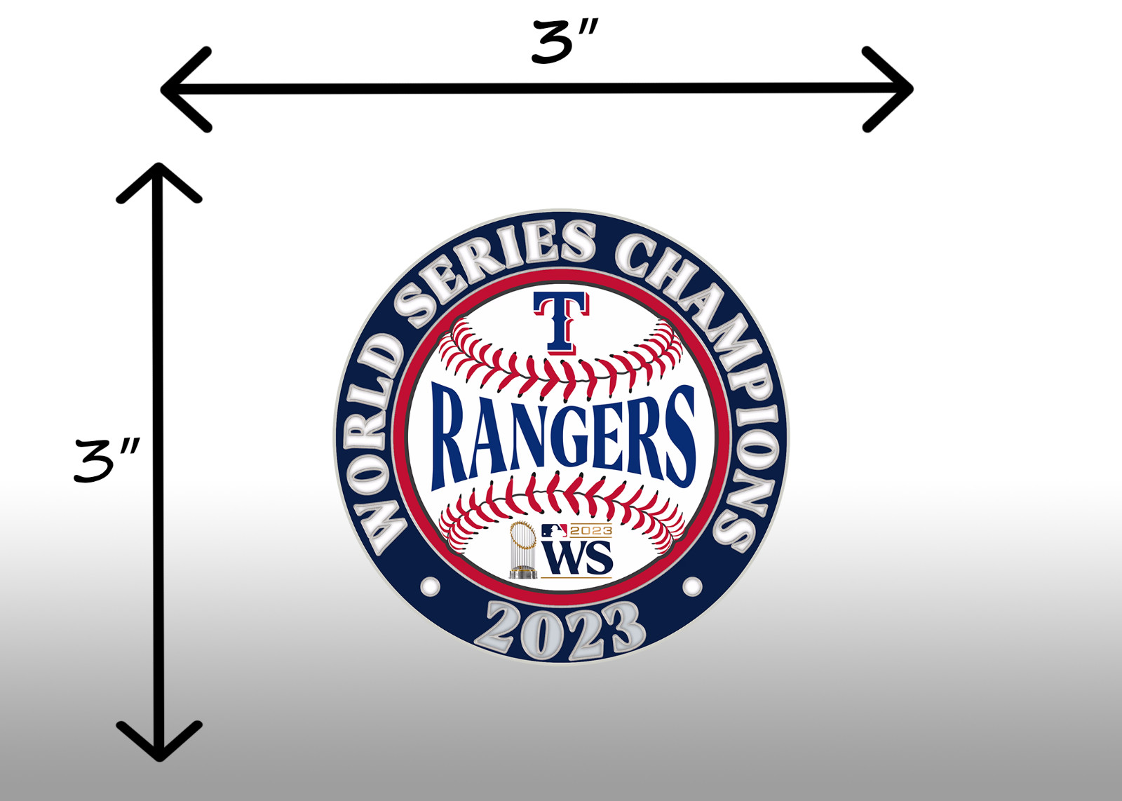 Texas Rangers World Series Champions 2023 3" Round B Vinyl Sticker