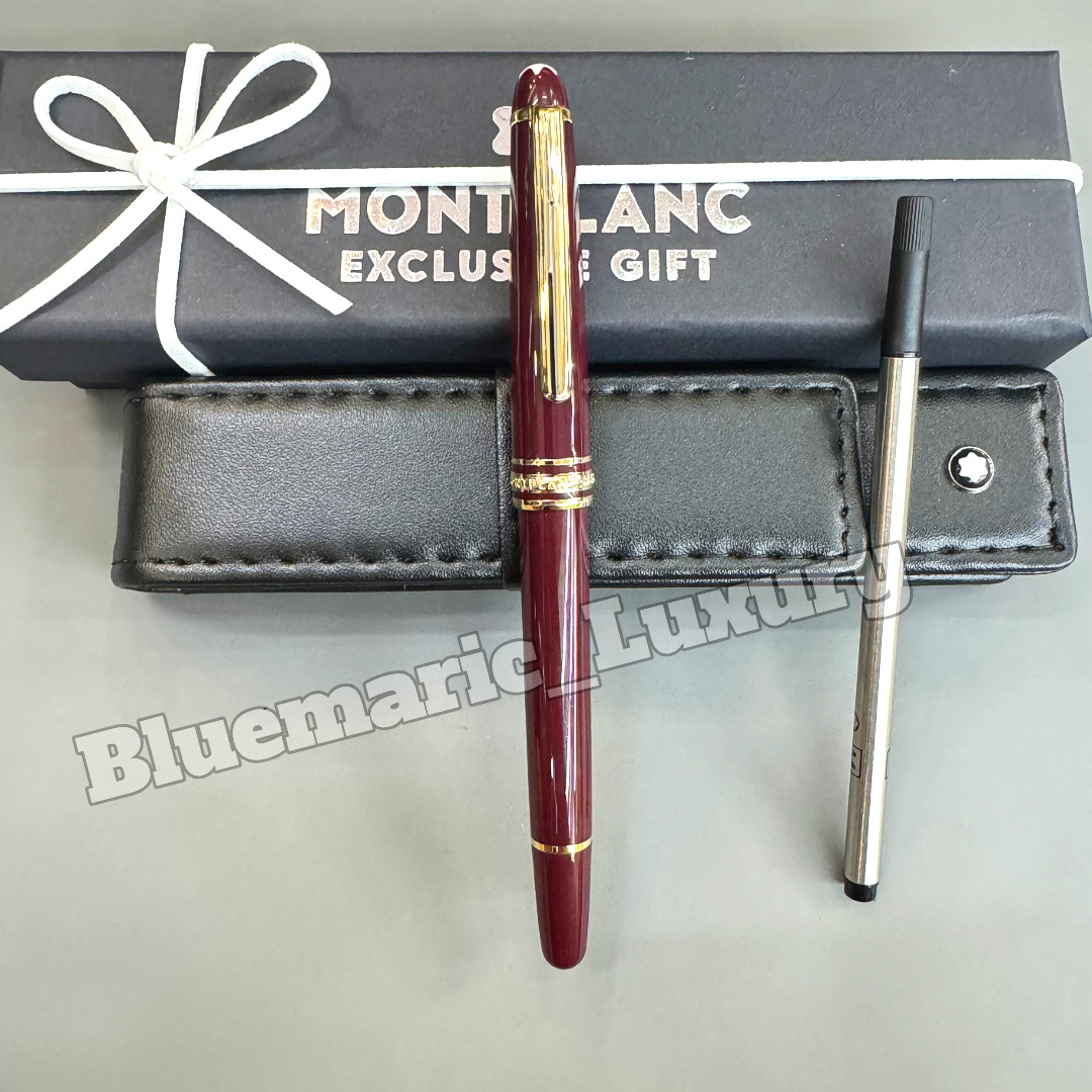 MONTBLANC Meisterstück Burgundy Red Rollerball Pen Gold Trim Luxury Rare MONTBLANC Meisterstück Burgundy Red Rollerball Pen Gold Trim Luxury Rare