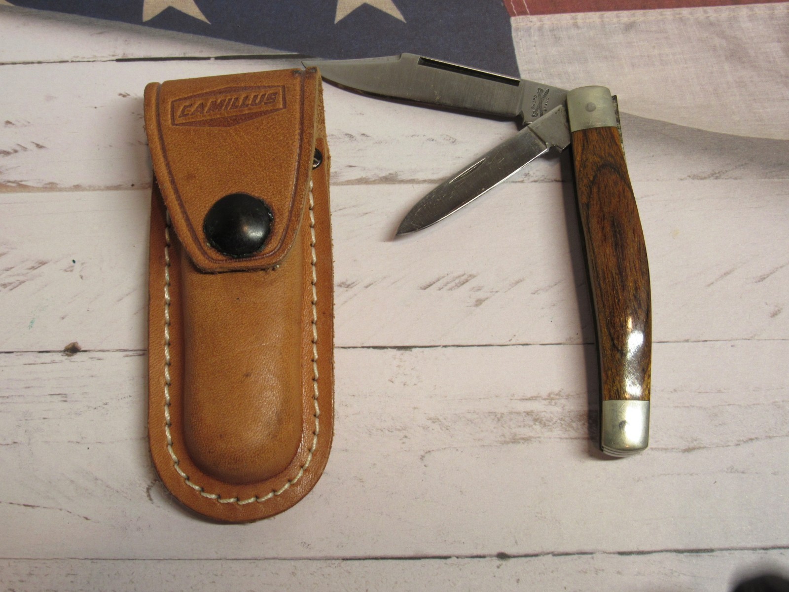 Vintage Camillus Jack "Stockman" 882 Pocketknife w/ Wood Handles+Sheath Vintage Camillus Jack "Stockman" 882 Pocketknife w/ Wood Handles+Sheath