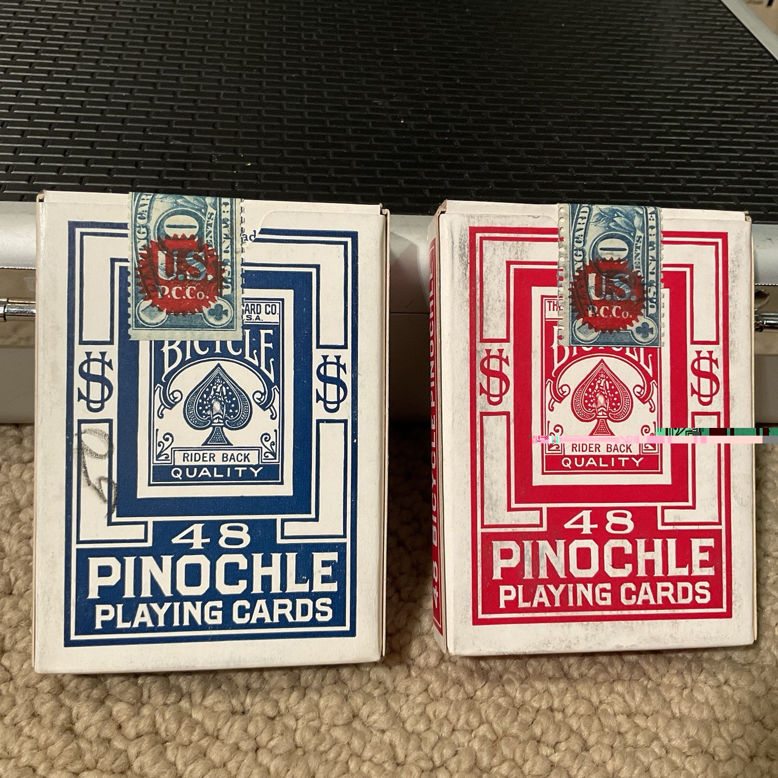 2 Vintage NOS Tax Stamp Sealed Decks Bicycle Pinochle 48 Playing Cards **NICE** 2 Vintage NOS Tax Stamp Sealed Decks Bicycle Pinochle 48 Playing Cards **NICE**