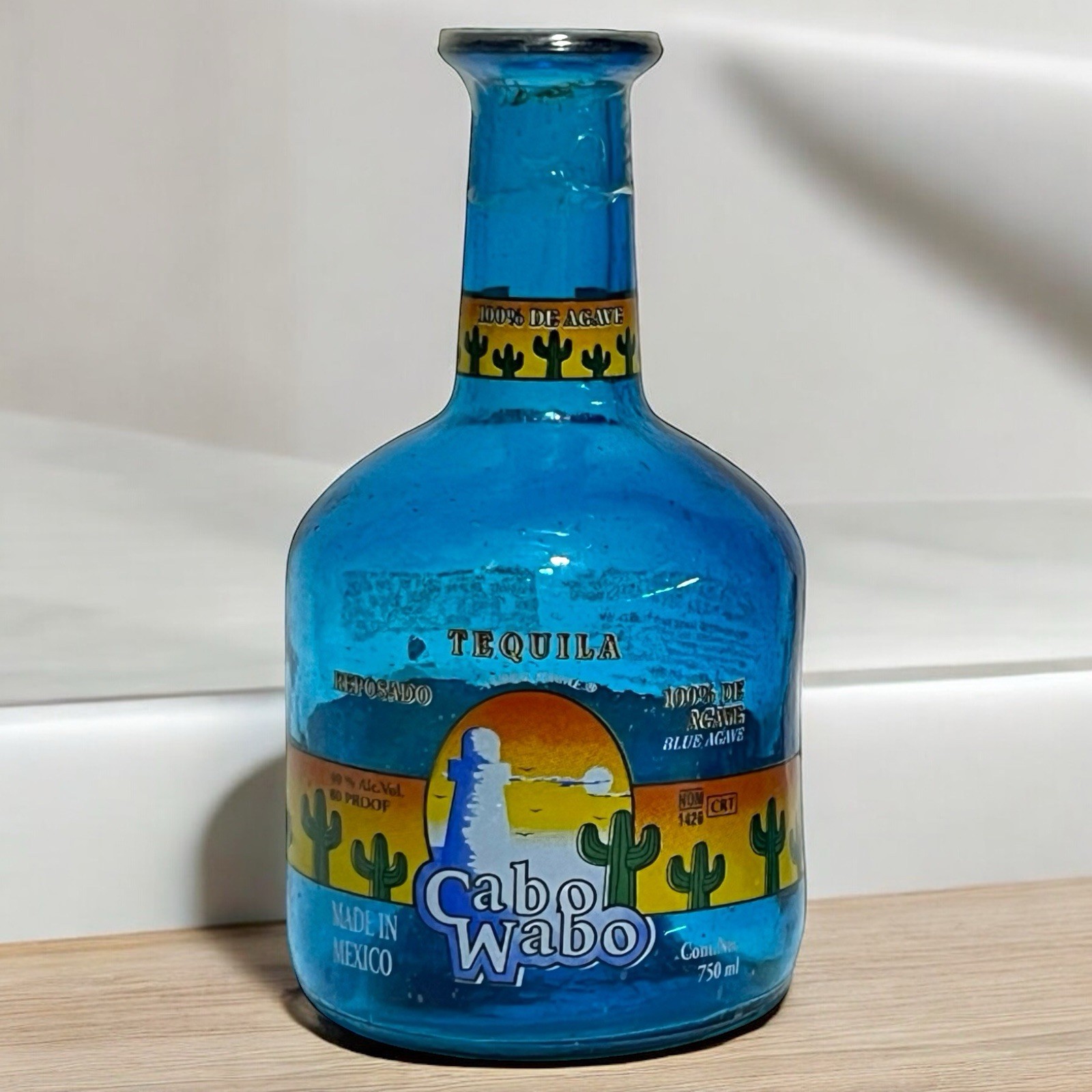 Sammy Hagar Cabo Wabo Reposado Blue EMPTY Tequila Bottle 750ml without a cork