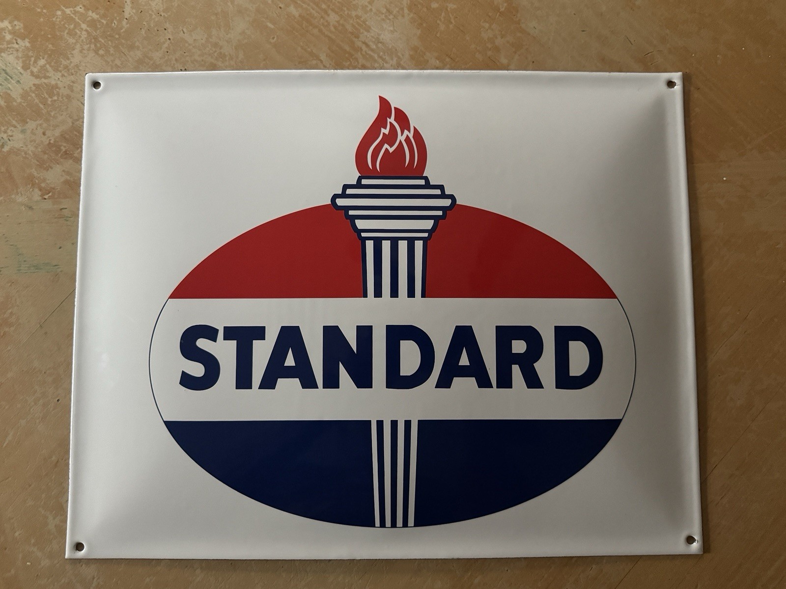STANDARD GASOLINE Porcelain Gas Station Domed Sign 13" x 16", 2-1/2 lbs GAS OIL STANDARD GASOLINE Porcelain Gas Station Domed Sign 13" x 16", 2-1/2 lbs GAS OIL