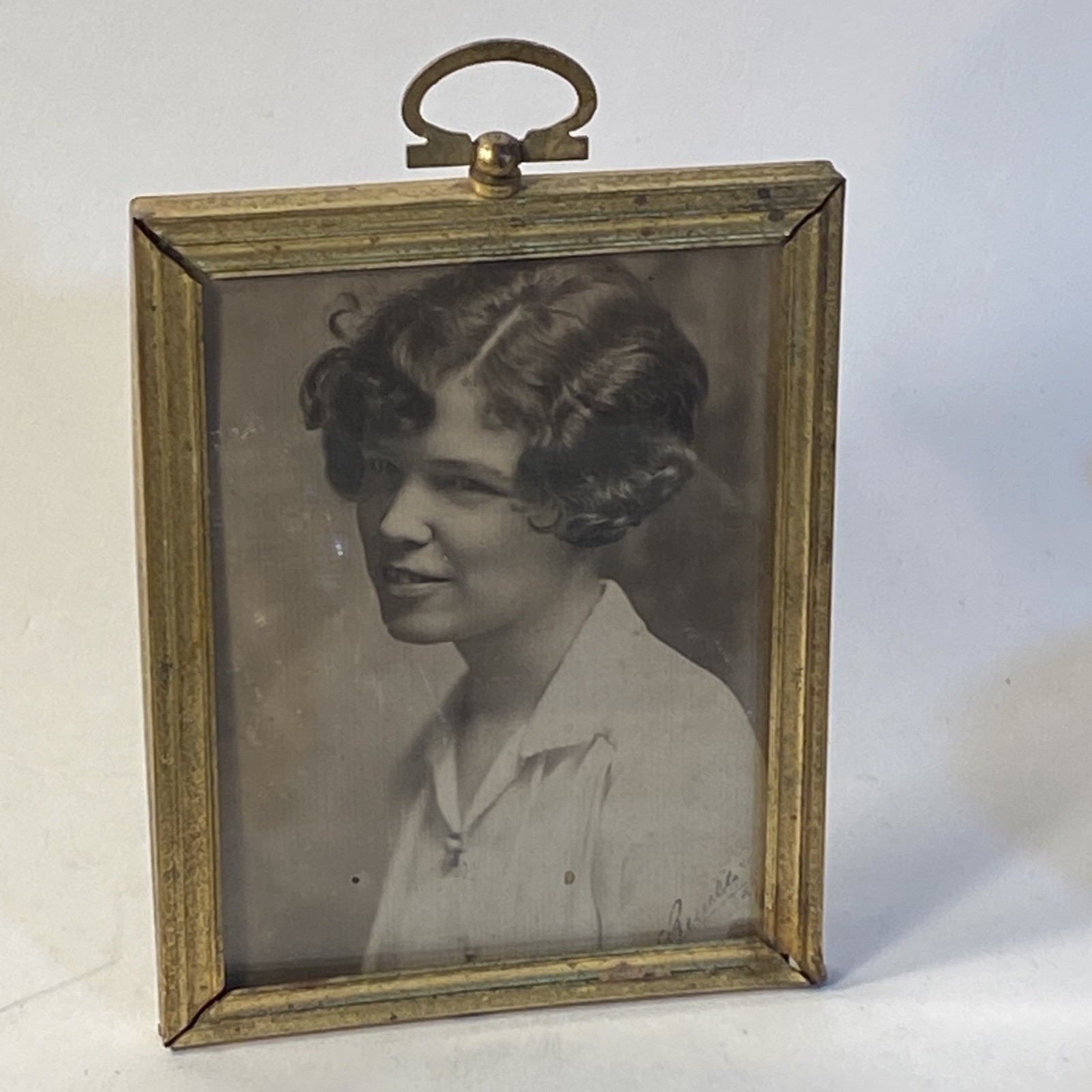 Antique 1927 Gilt Metal Picture Photo In Frame Antique 1927 Gilt Metal Picture Photo In Frame