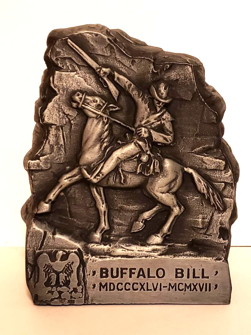 Vintage Buffalo Bill Cody Coin Bank Metal Recast Nickel Finish 1974 Banthrico
