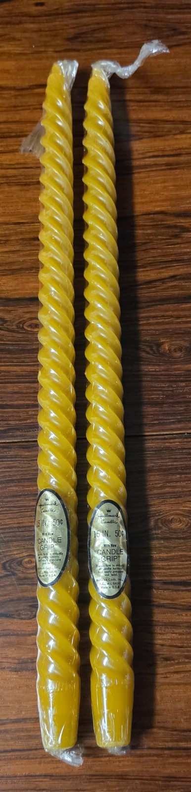 VTG 70s Hallmark Spiral Twist Candles 13" Golden Yello MCM NOS Sealed Pair VTG 70s Hallmark Spiral Twist Candles 13" Golden Yello MCM NOS Sealed Pair