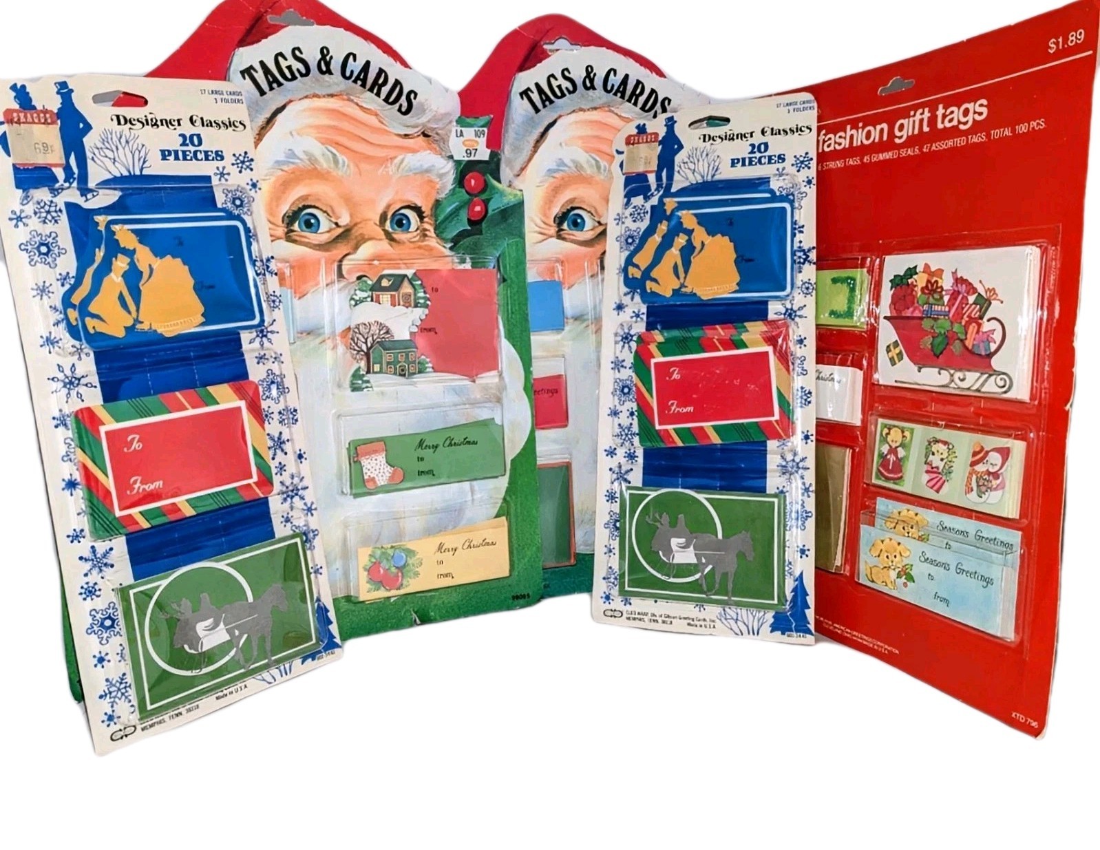 Vtg 70s 80s Christmas Gift Tag Card Lot Santa Eureka Cleo 340 Pcs NEW Old Stock
