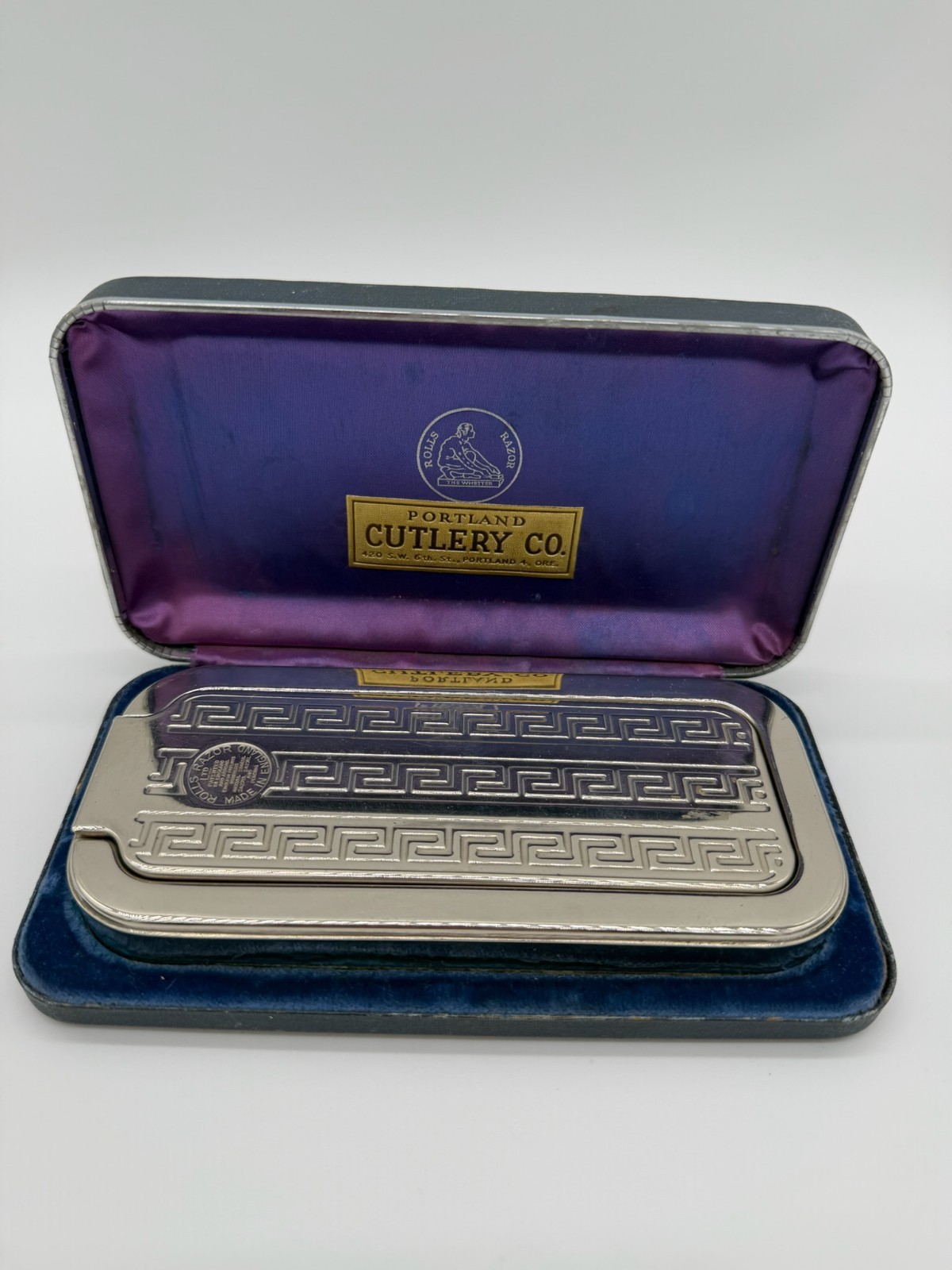 Vintage Rolls Razor Safety Razor Strop Sharpener Made England w/ Case Manual