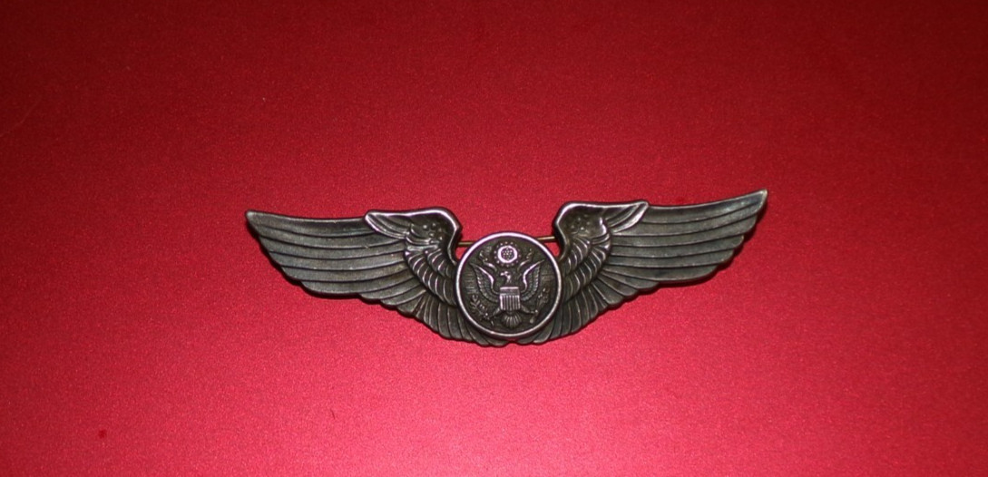 WWII Sterling Silver US Army Air Forces Pilot Sweetheart Wings Pin Brooch 3 1/4" WWII Sterling Silver US Army Air Forces Pilot Sweetheart Wings Pin Brooch 3 1/4"