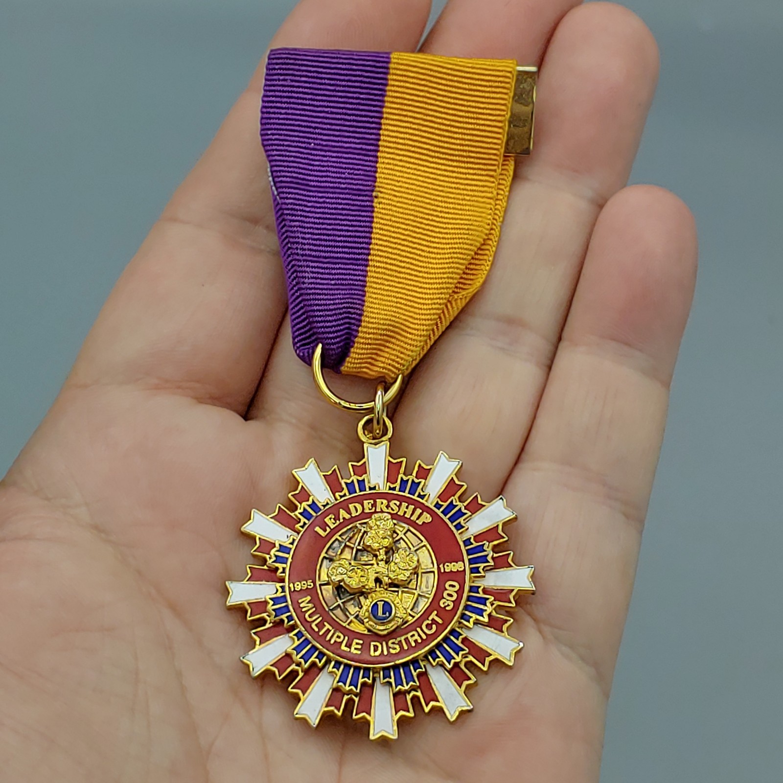 Vintage 1995-1996 Lions Club Taiwan MD 300 Plum Blossom Medal Maw-Hsiung Wang Vintage 1995-1996 Lions Club Taiwan MD 300 Plum Blossom Medal Maw-Hsiung Wang