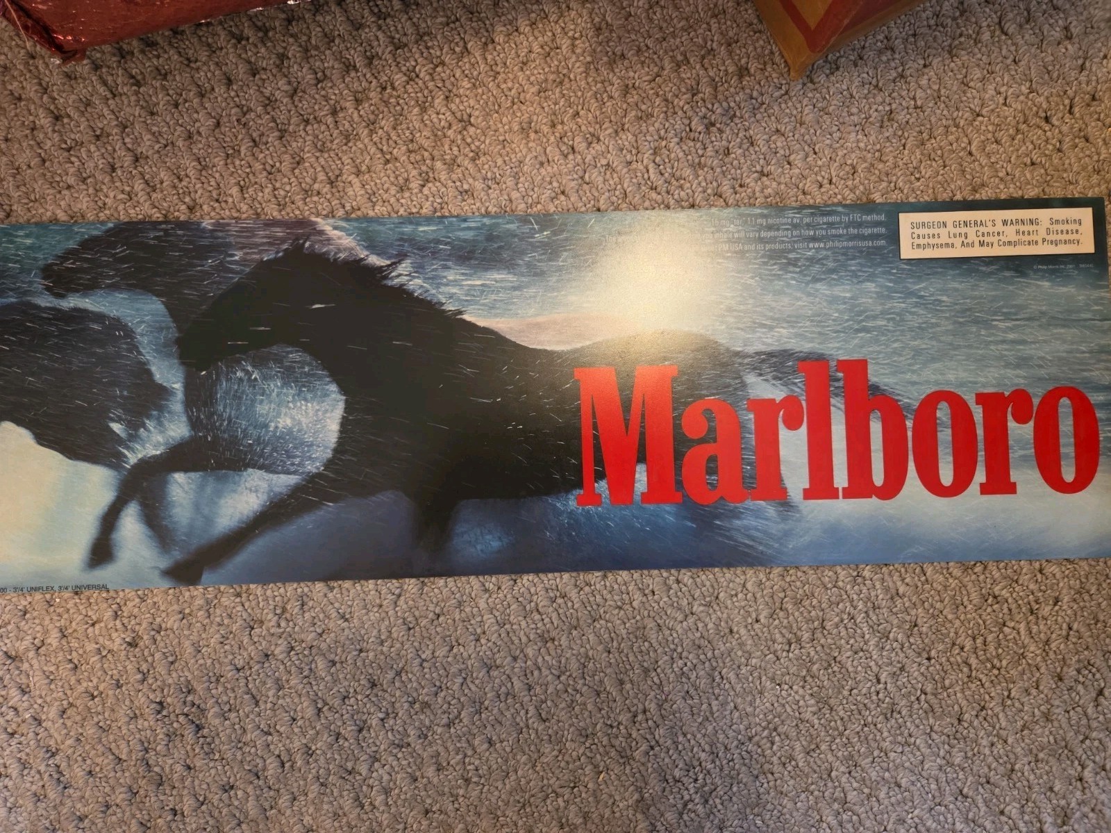 2001 Marlboro Running Horses Vinyl/Plastic Sign Single Sided 8" x 24.75 2001 Marlboro Running Horses Vinyl/Plastic Sign Single Sided 8" x 24.75