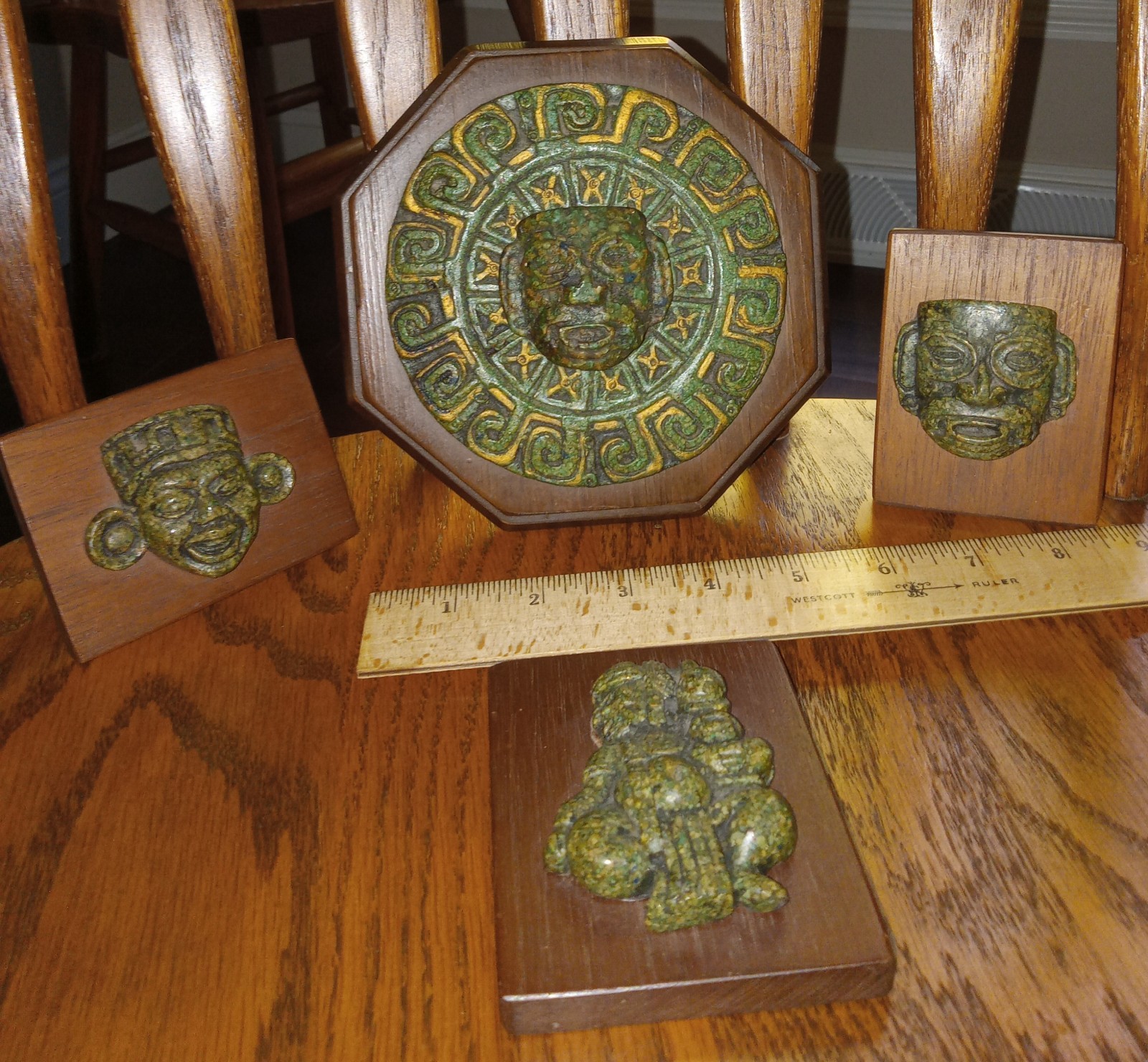 Vintage Aztec Figure Wall Hangings lot Mexico Arte Azteca set Art collectibles Vintage Aztec Figure Wall Hangings lot Mexico Arte Azteca set Art collectibles