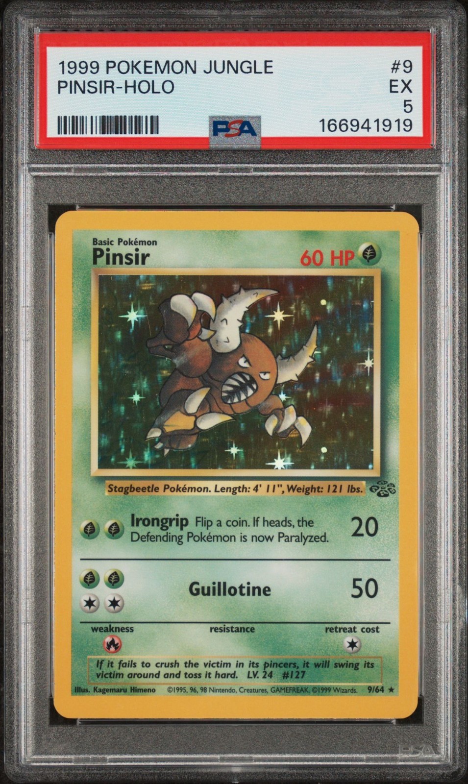 1999 Pokemon Jungle Pincir - Holo #9 PSA 5 1999 Pokemon Jungle Pincir - Holo #9 PSA 5