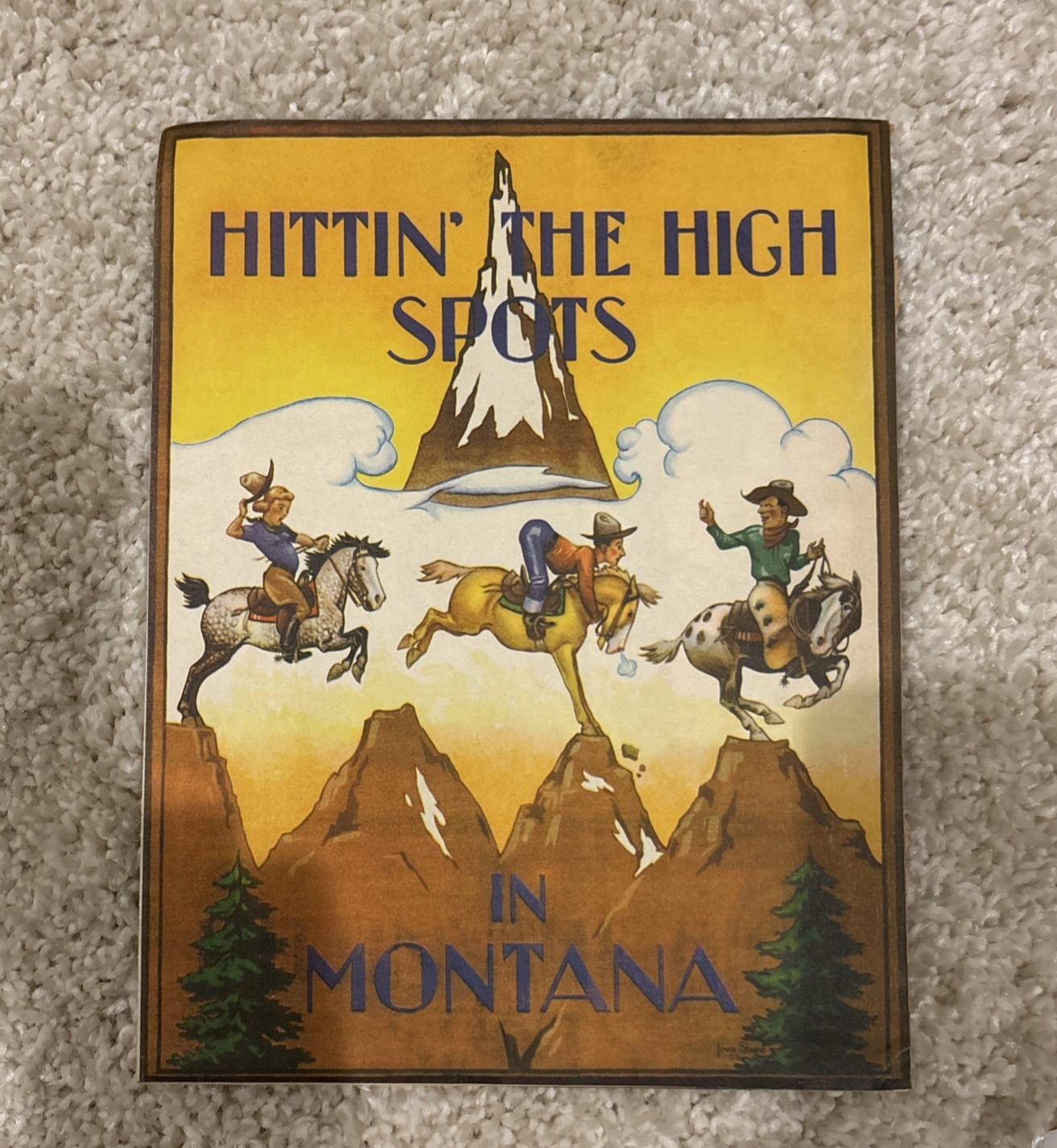 1938 Rare Pictorial Map Of Montana 22x17 Fold Out Excellent Condition 1938 Rare Pictorial Map Of Montana 22x17 Fold Out Excellent Condition