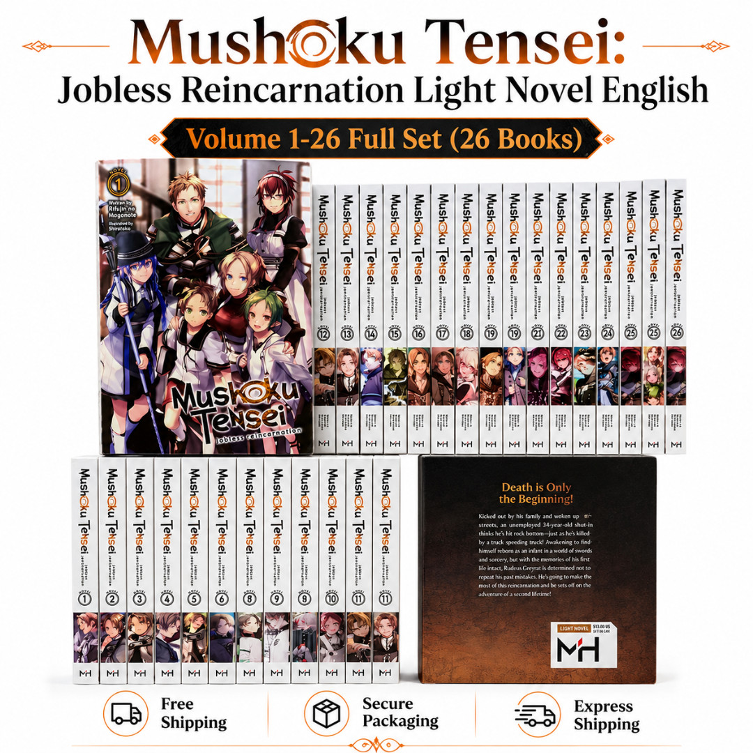 Mushoku Tensei: Jobless Reincarnation Light Novel English Vol. 1-26 Full Set Mushoku Tensei: Jobless Reincarnation Light Novel English Vol. 1-26 Full Set